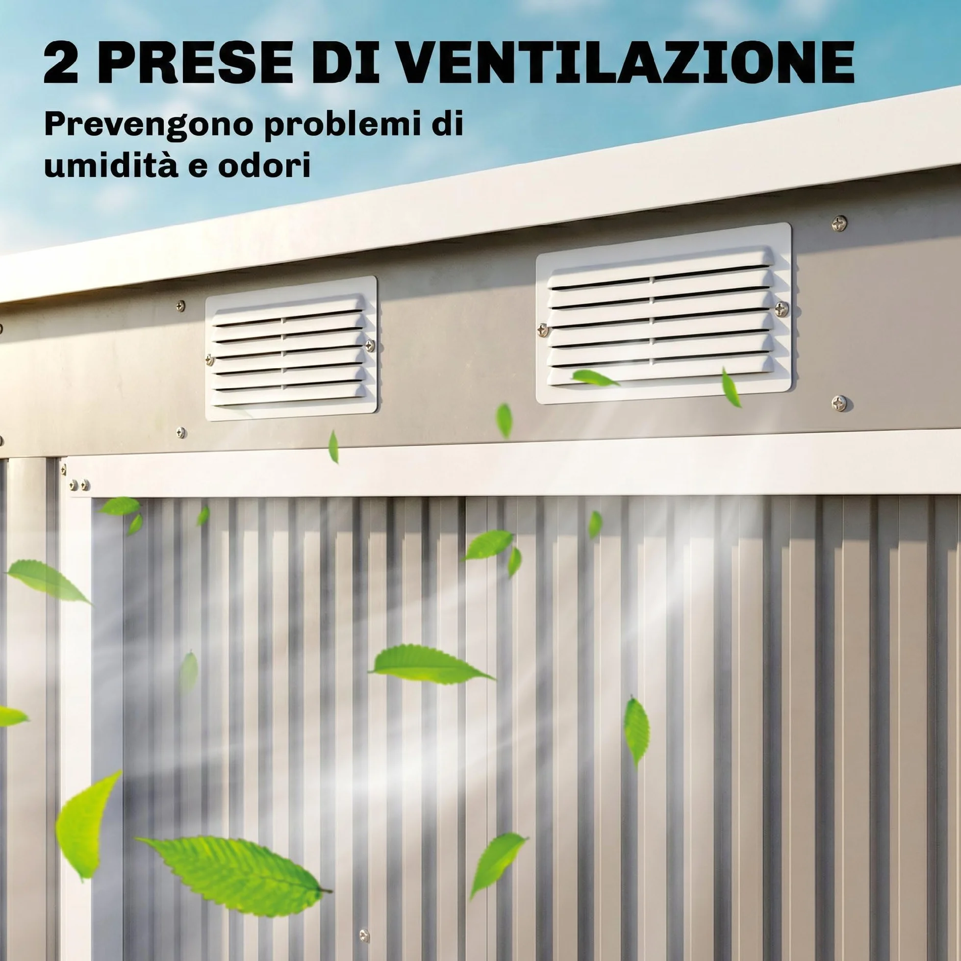Outsunny Casetta da Giardino 2.42m² Acciaio Zincato con Kit Fondazione 213x130x172 cm Grigio