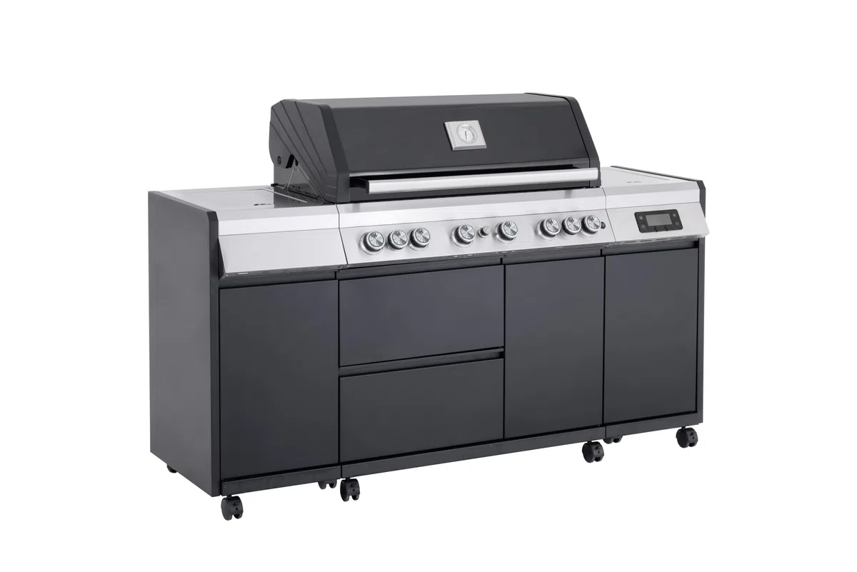 Tarrington House Barbecue a Gas 6+1+1 Bruciatori Acciaio Inox 72 kW Coperchio con Termostato Termometro Digitale