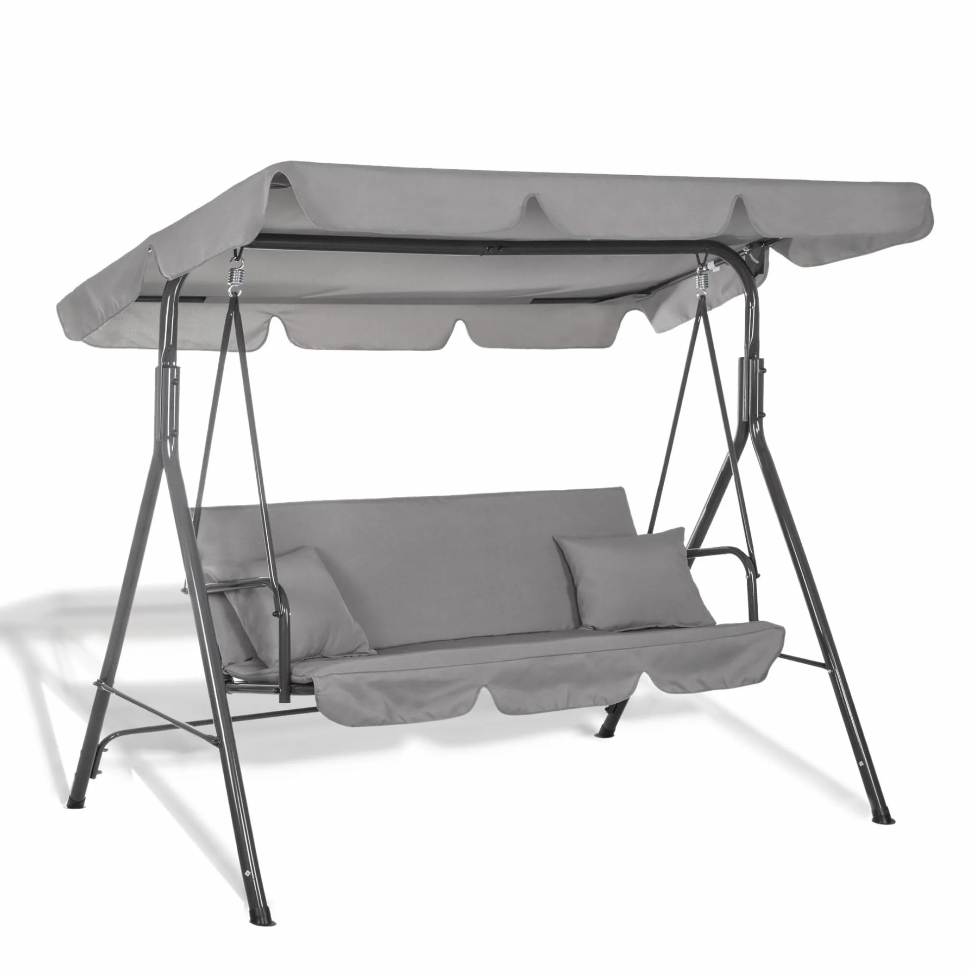 Springos Dondolo da giardino Luna, con parasole e cuscini, panca a dondolo, per 3 persone, da 150 x 170 x 110 cm (H x l x P), di colore grigio