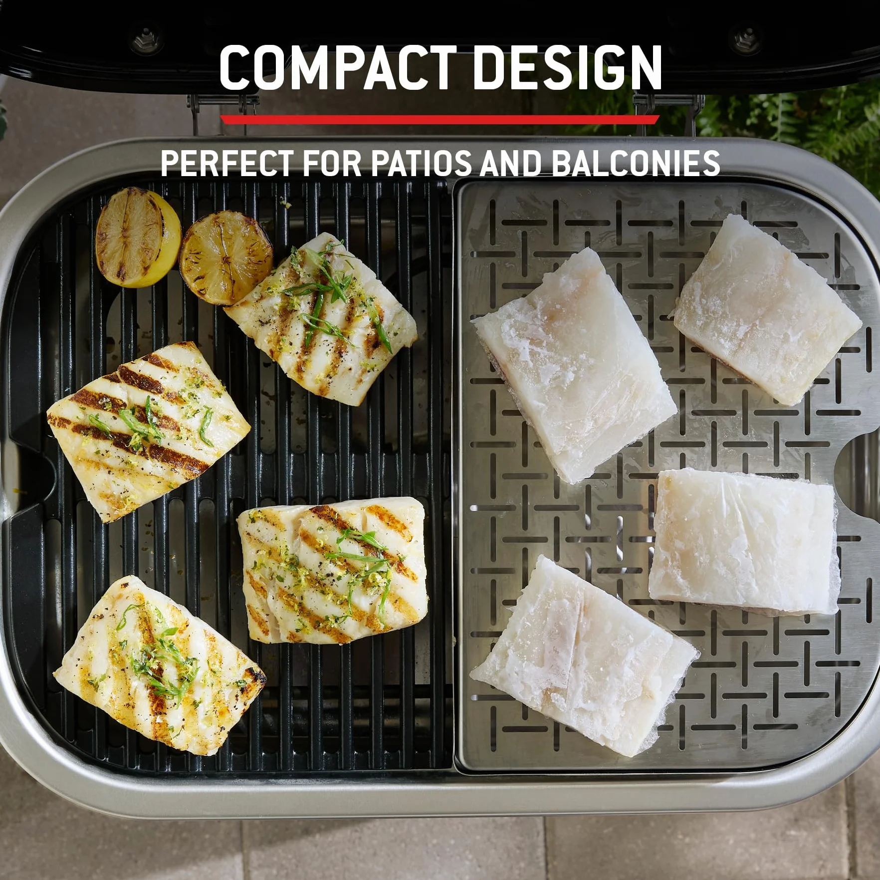 Weber Lumin Compact Barbecue Elettrico Portatile, 315°C, Griglie in Ghisa Smaltata, 43x32 cm, Nero