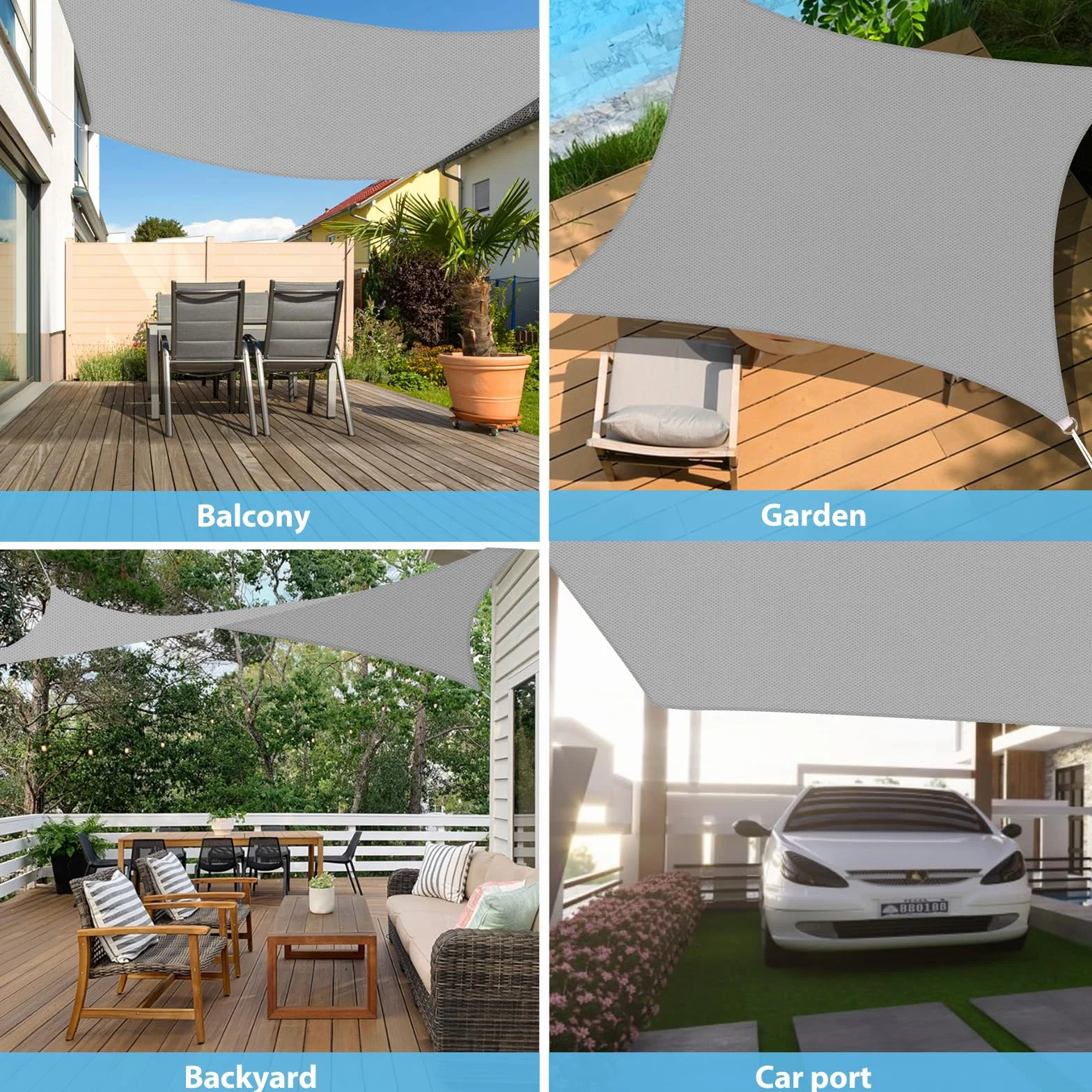 Vela Ombreggiante Rettangolare 4x5m Protezione UV 99% Impermeabile Tenda Ombreggiante per Patio Giardino