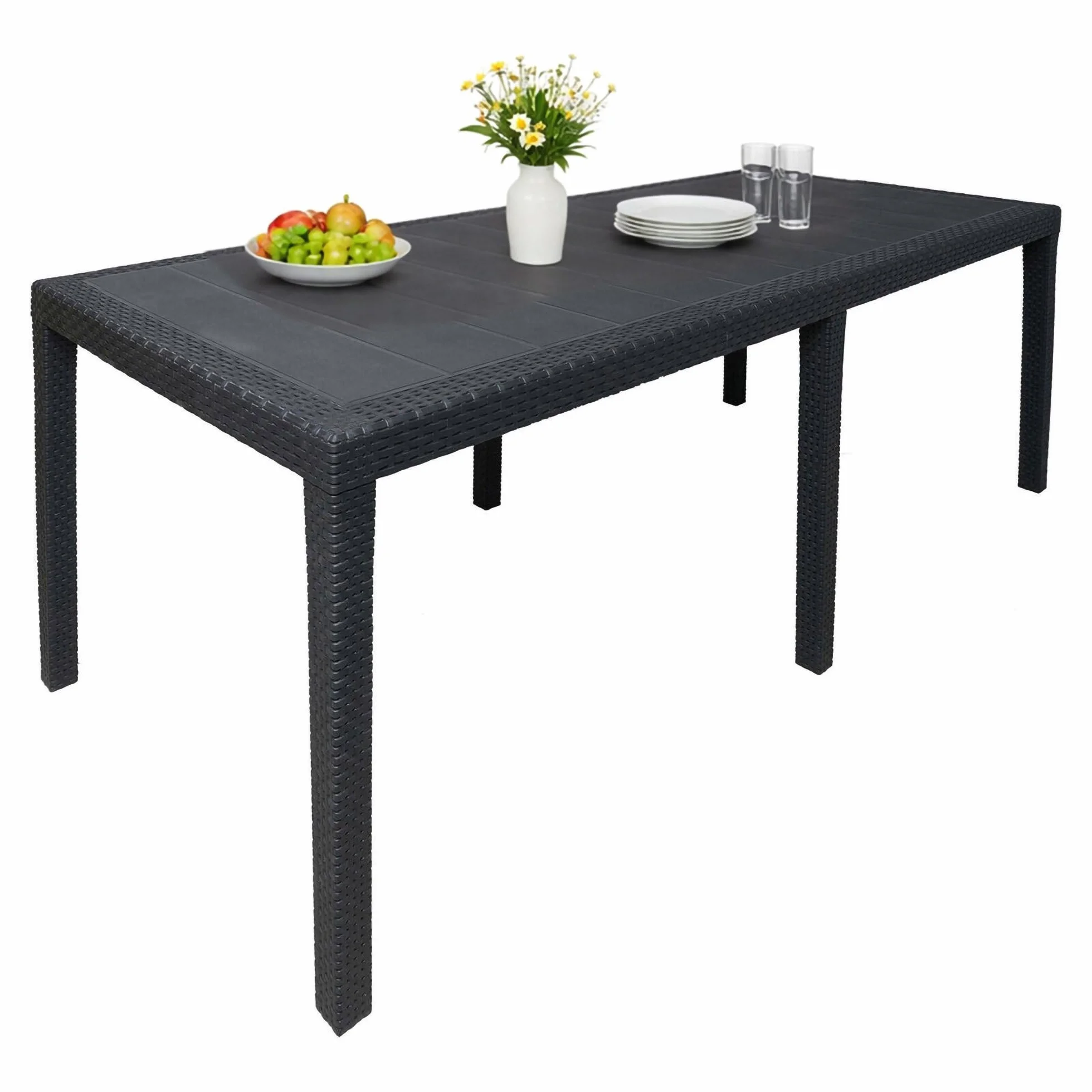 Tavolo da esterno Roma Ripiano rettangolare allungabile da pranzo 150/220x90h72 cm Antracite