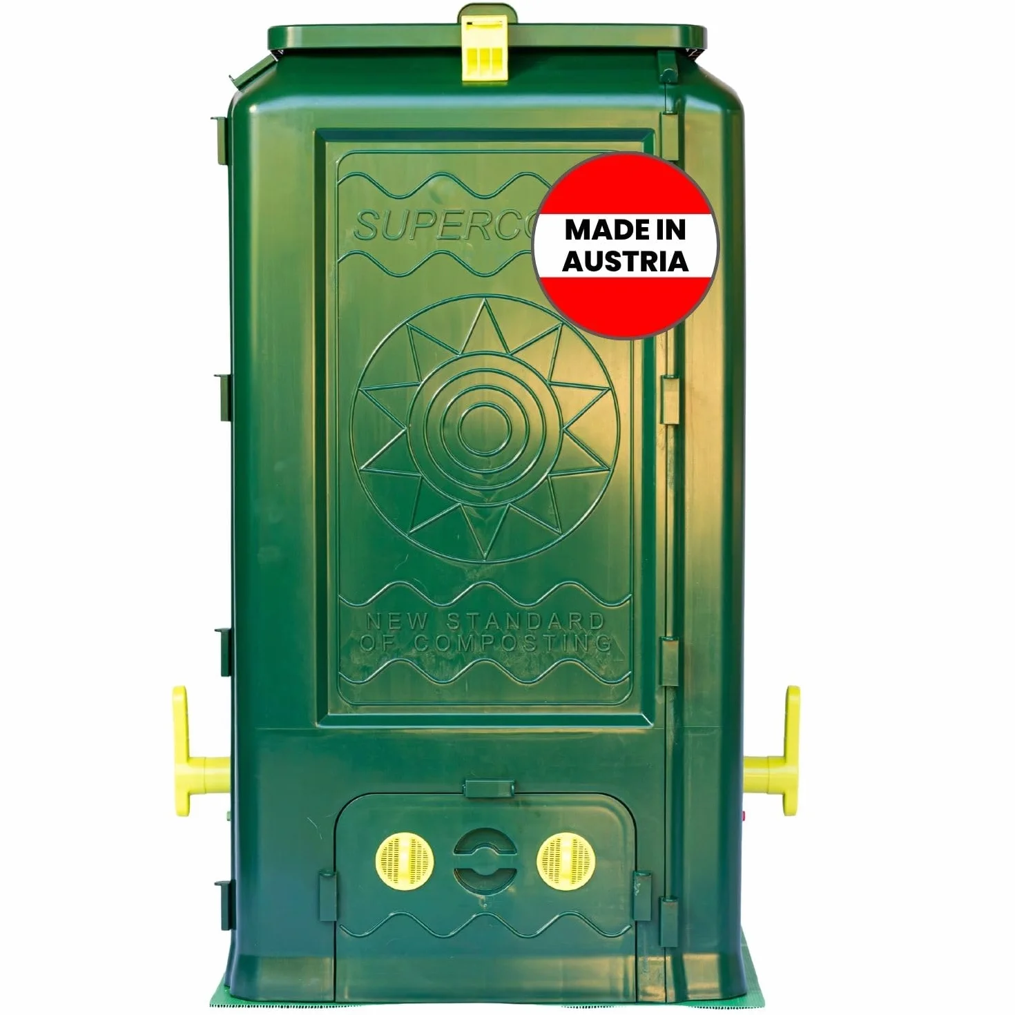 Compostiera 350Lt, Protezione Totale Anti-Roditori e Topi, Senza Cattivi Odori e rivoltamento compost, Aerazione Verticale, Resistente ai Raggi UV e al Gelo, Piano Base Incl.