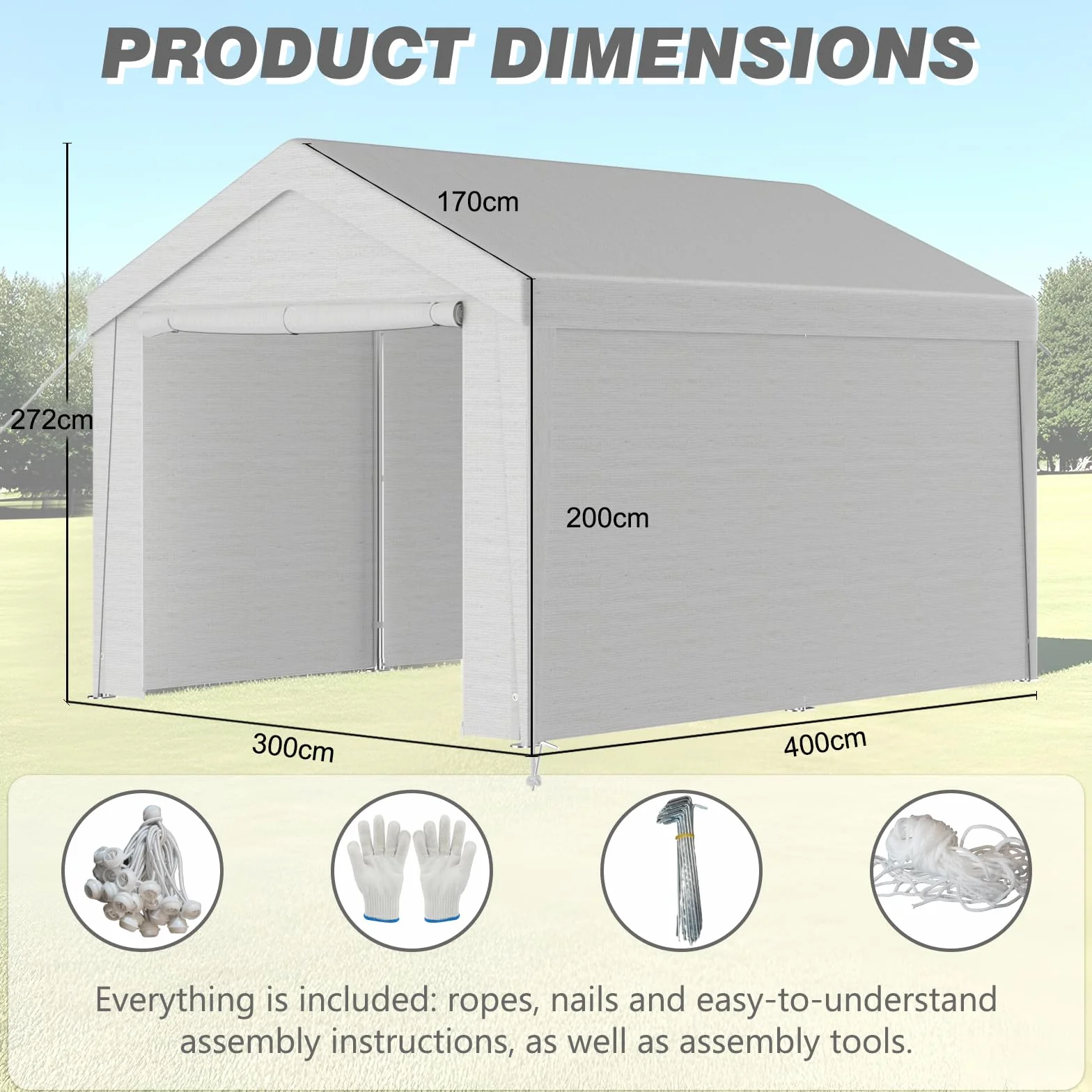 Gazebo per tenda 3x4m telone PE resistenti UV pareti laterali rimovibili telaio metallico tetto rinforzato