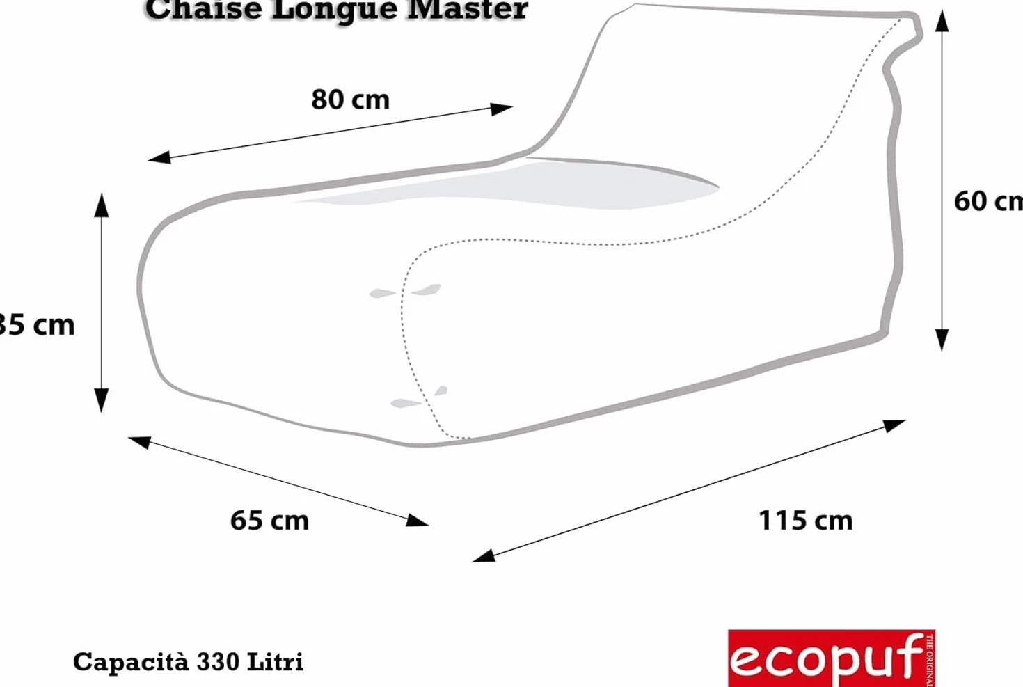 Ecopuf Master Canapé Pouf Chaise Longue da esterno 115x65x60cm Olivo M13