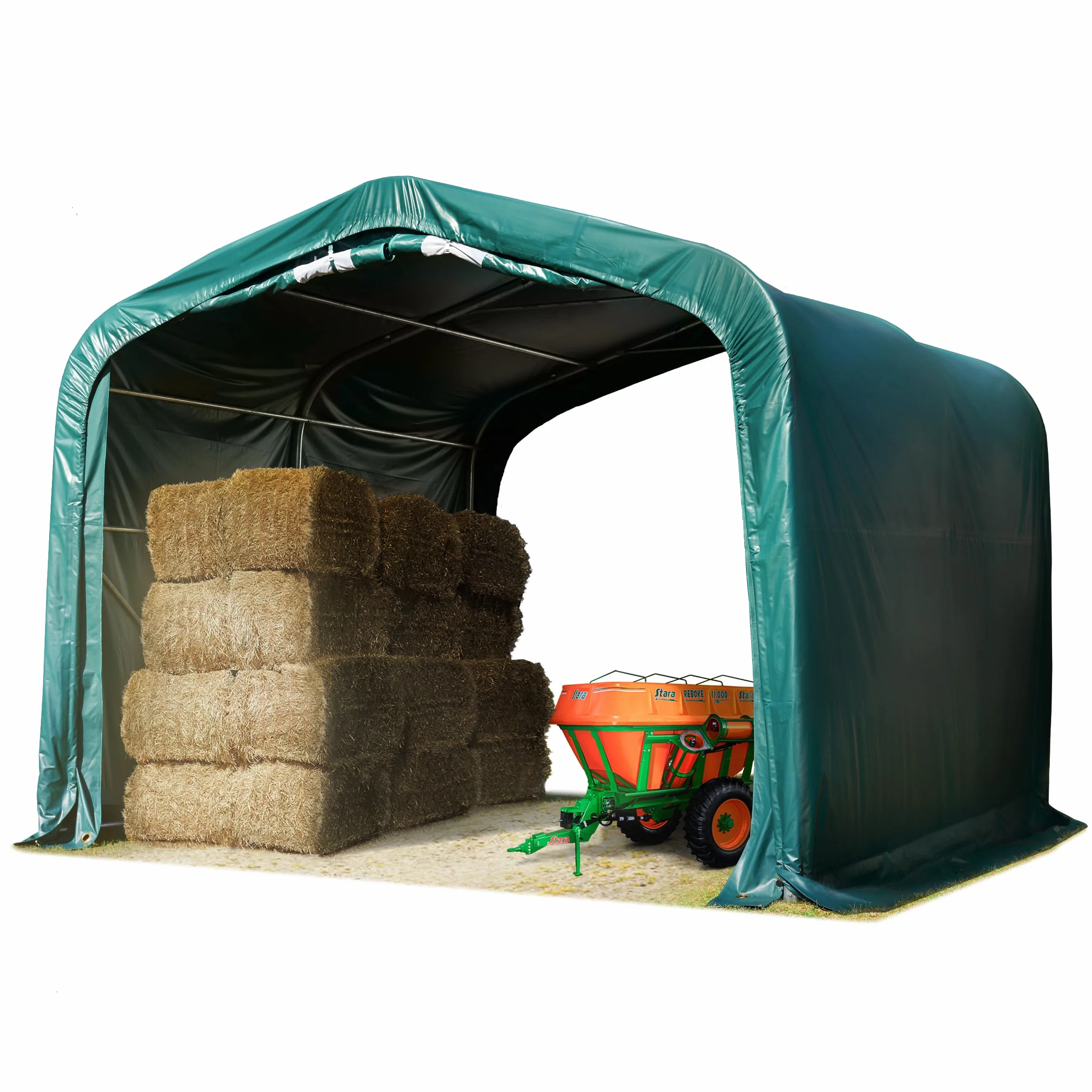 TOOLPORT Tenda da pascolo 4x4 m PVC 850 N verde, Riparo, Sottofondo morbido