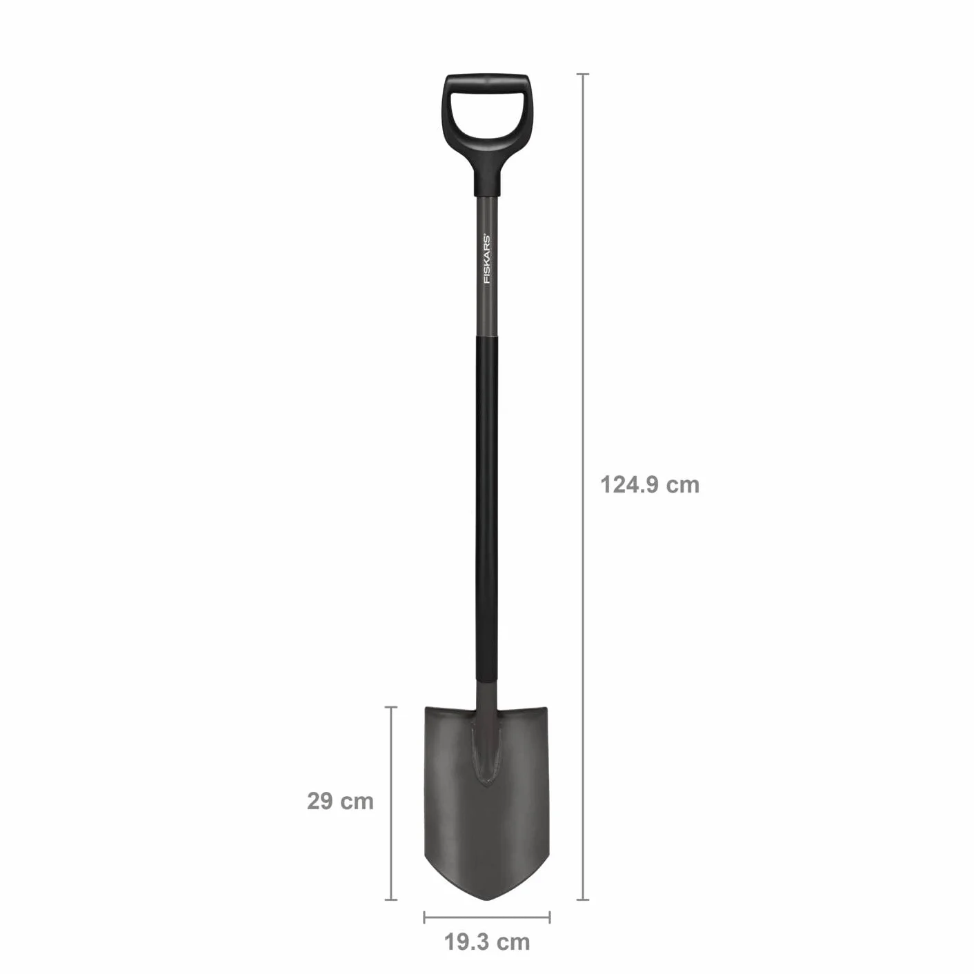 Fiskars Vanga a Punta, Vanga per Terreni Duri e Sassosi, Lunghezza: 125 cm, Acciaio al Boro di Ottima Qualità, Grigio/Nero, Ergonomic, 1070639