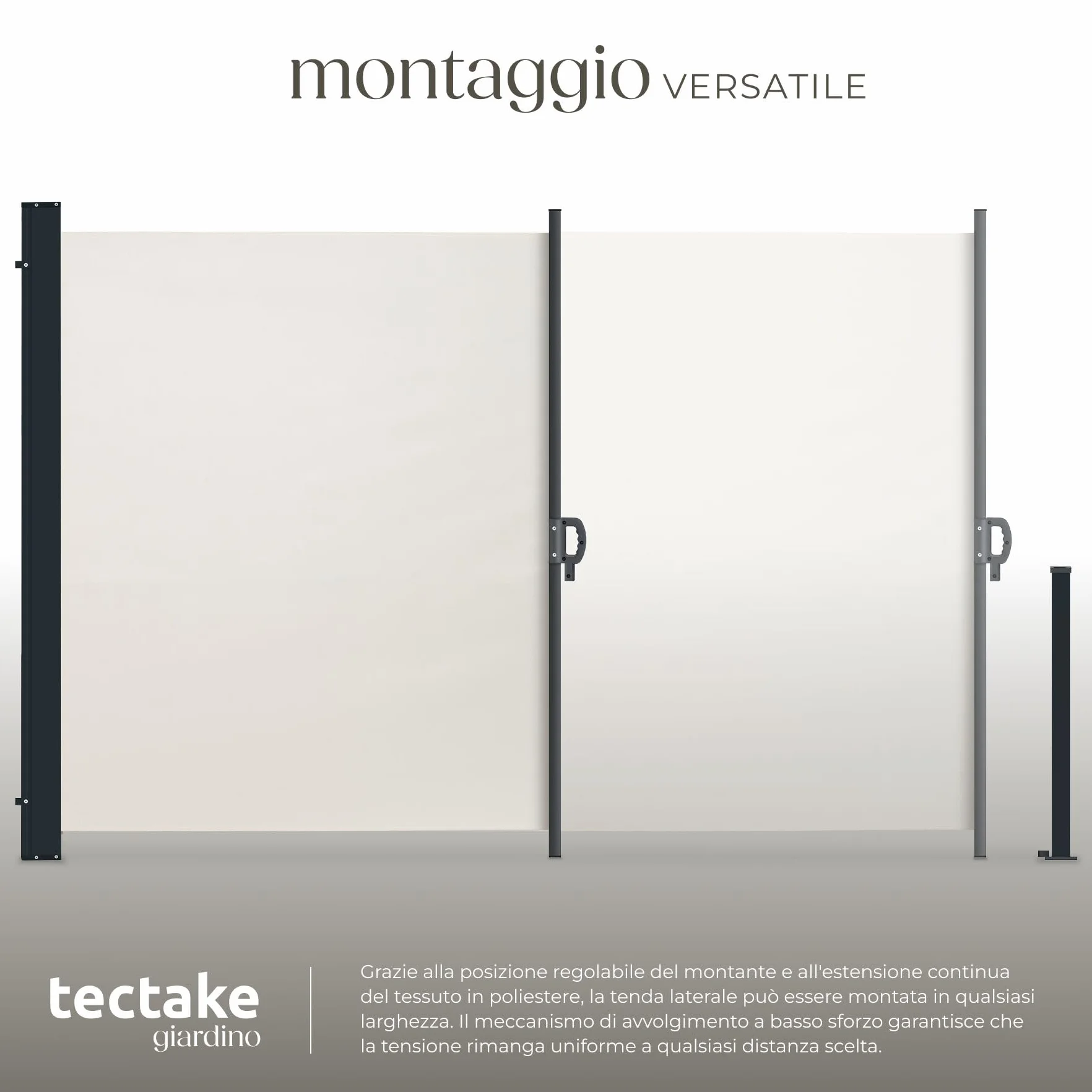 Tectake Tenda Laterale Avvolgibile Estensibile 300 x 200 cm Paravento Esterno Acciaio Beige