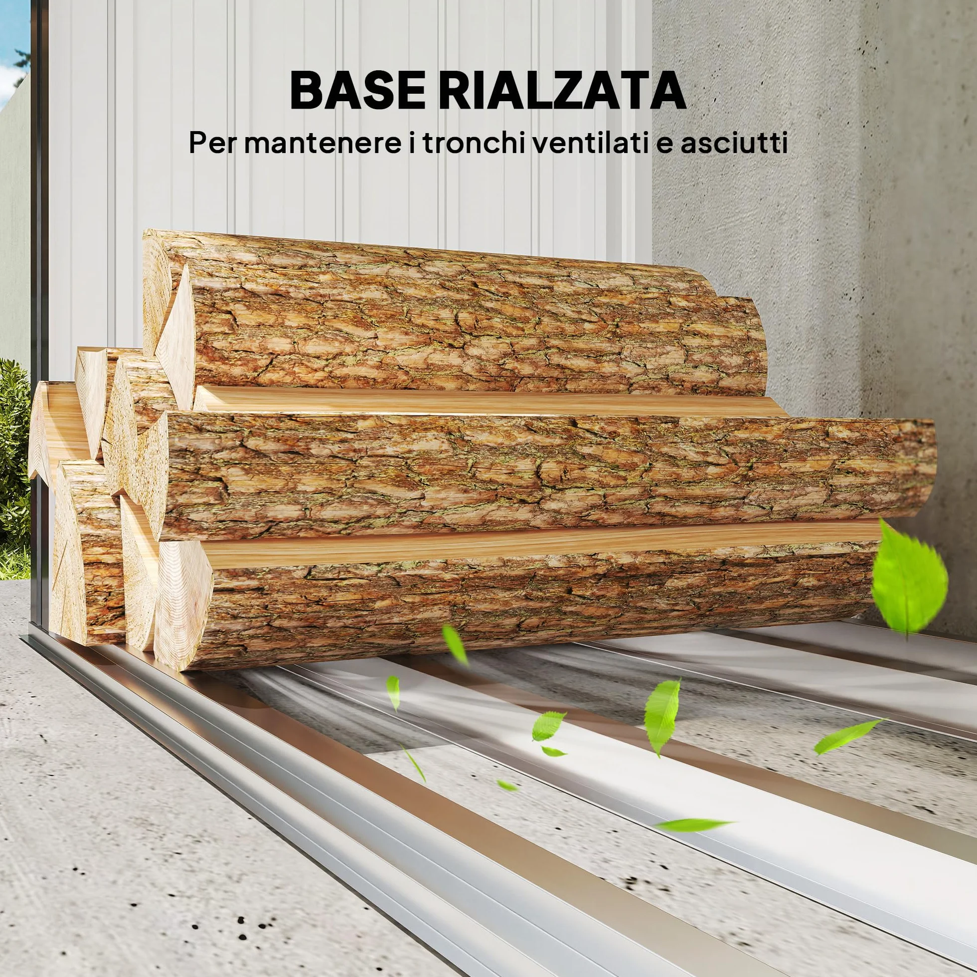 Outsunny Portalegna da Esterno in Acciaio Zincato 0.77 m² 150x66.5x150 cm Grigio Scuro