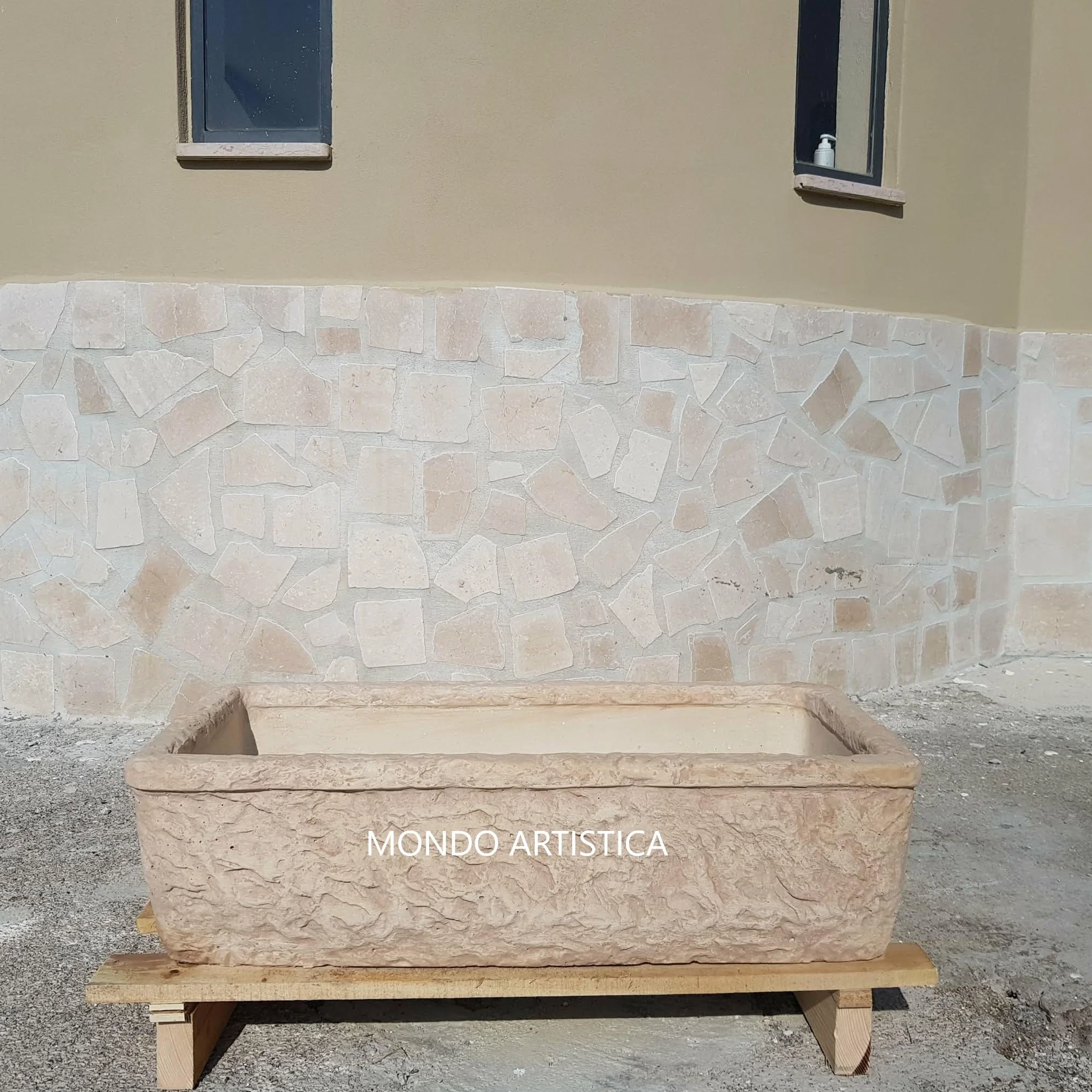 Lavello Lavandino In Cemento, Lavabo Da Esterno Antigelo, Fontana, Vasca Unica L 80X40 H 22 Cm Sfumato Rosa Antico