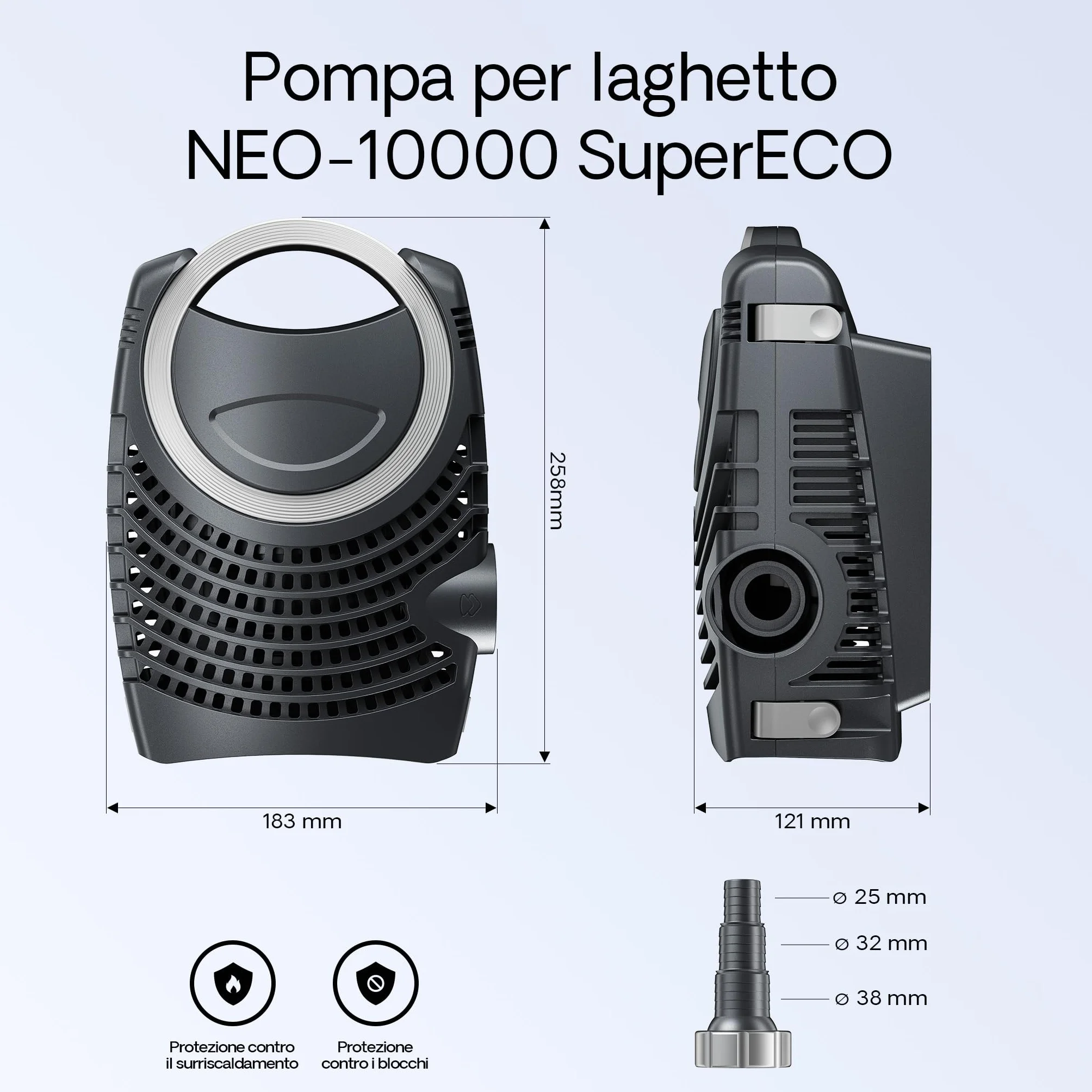 Set per laghetti fino a 60000l Filtro Chiarificatore UVC 36W Pompa 80W Tubo 25m