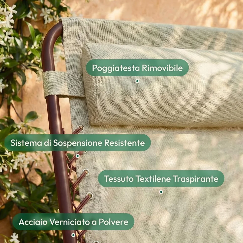 CASABEL Poltrona Relax Gravità Zero Pieghevole con Cuscino, 2 Poltrone Reclinabili Regolabili per Giardino, Balcone o Campeggio con Struttura Acciaio e Tessuto Textilene resistente, Terracotta