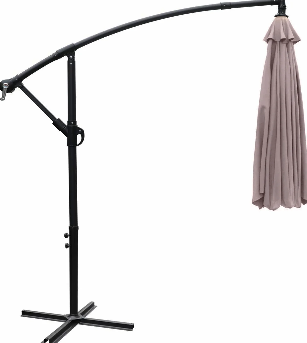 GARDENIA D300 Ombrellone da Giardino 3x3 Decentrato Acciaio Antracite Beige Scuro