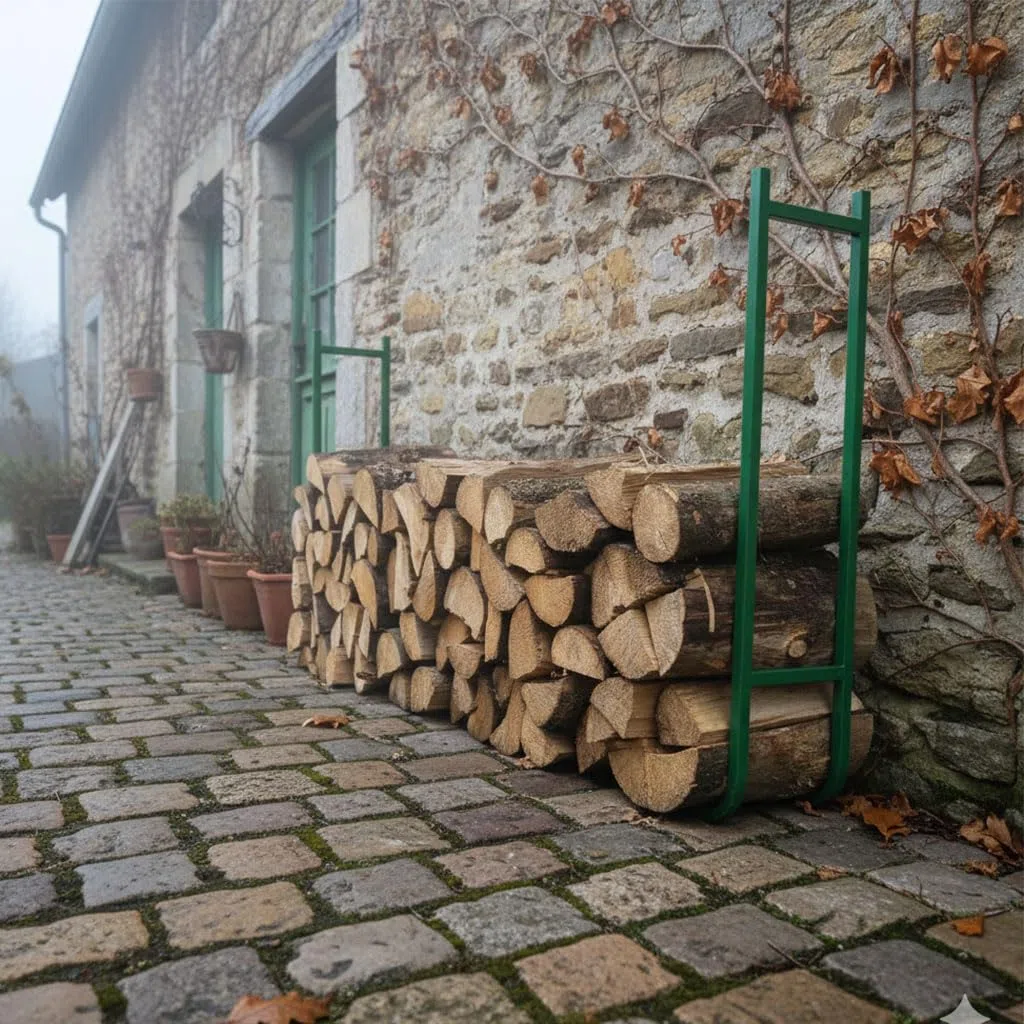 Ribimex PRIRB095 Portalegna a Due Elementi, Altezza 95 cm, Verde