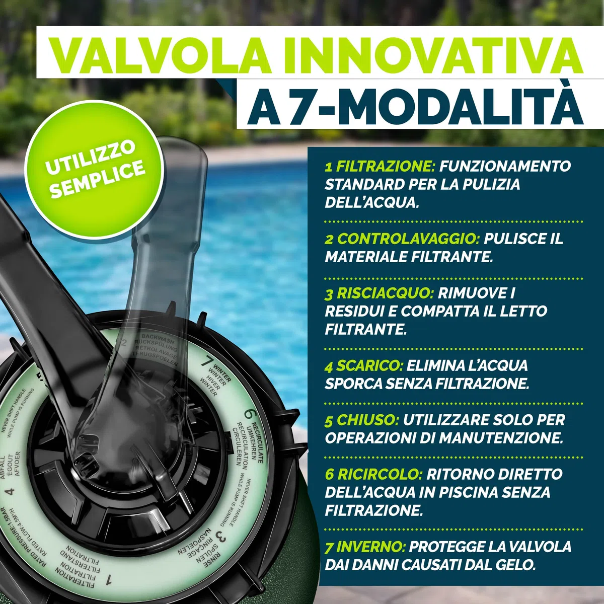 tillvex Depuratore d'acqua per piscina 10 m³/h 800 g sfere filtro Pompa filtro a sabbia con valvola