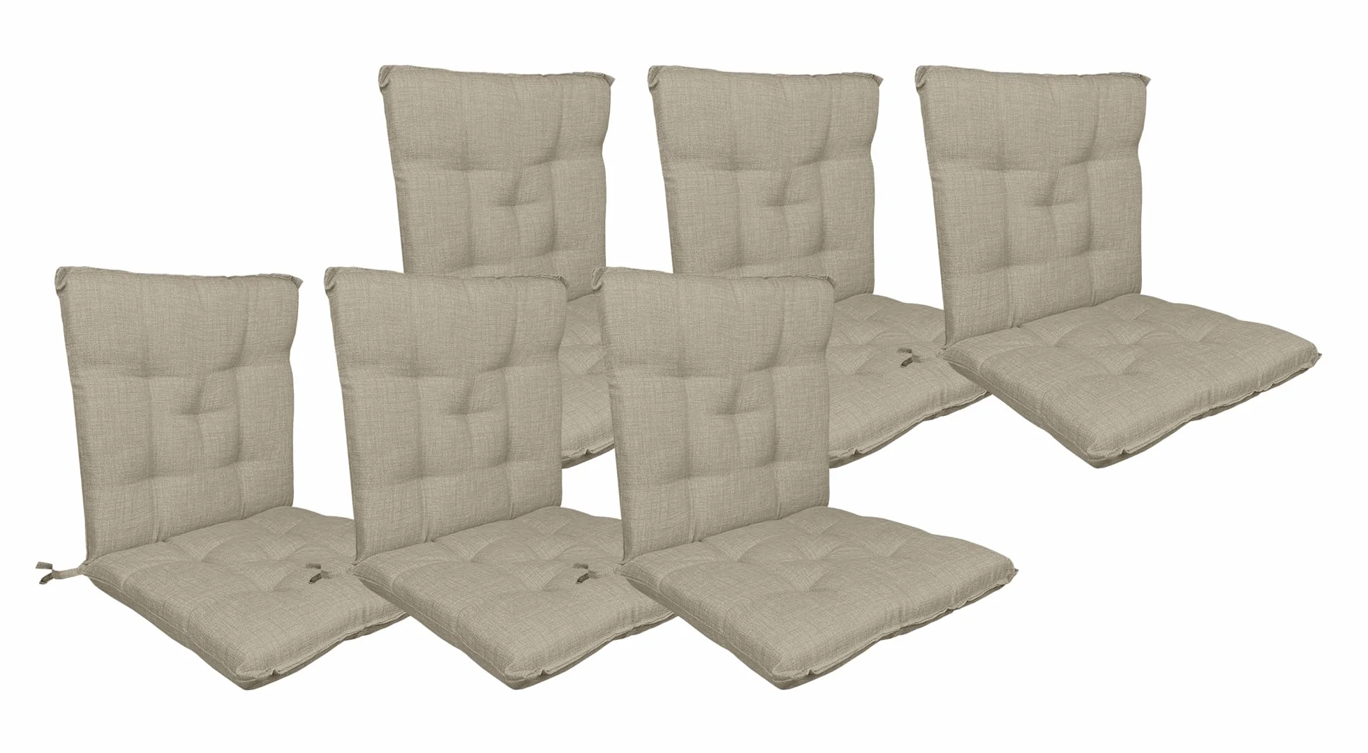 IlGruppone Set Cuscini Sedia con Schienale Imbottiti con Laccetti Banda Elastica per Fissaggio Prodotto Italiano Sedie Poltrone Sdraio Reclinabili Cucina Giardino 40 x 80 Cm - Corda - 6 Pezzi