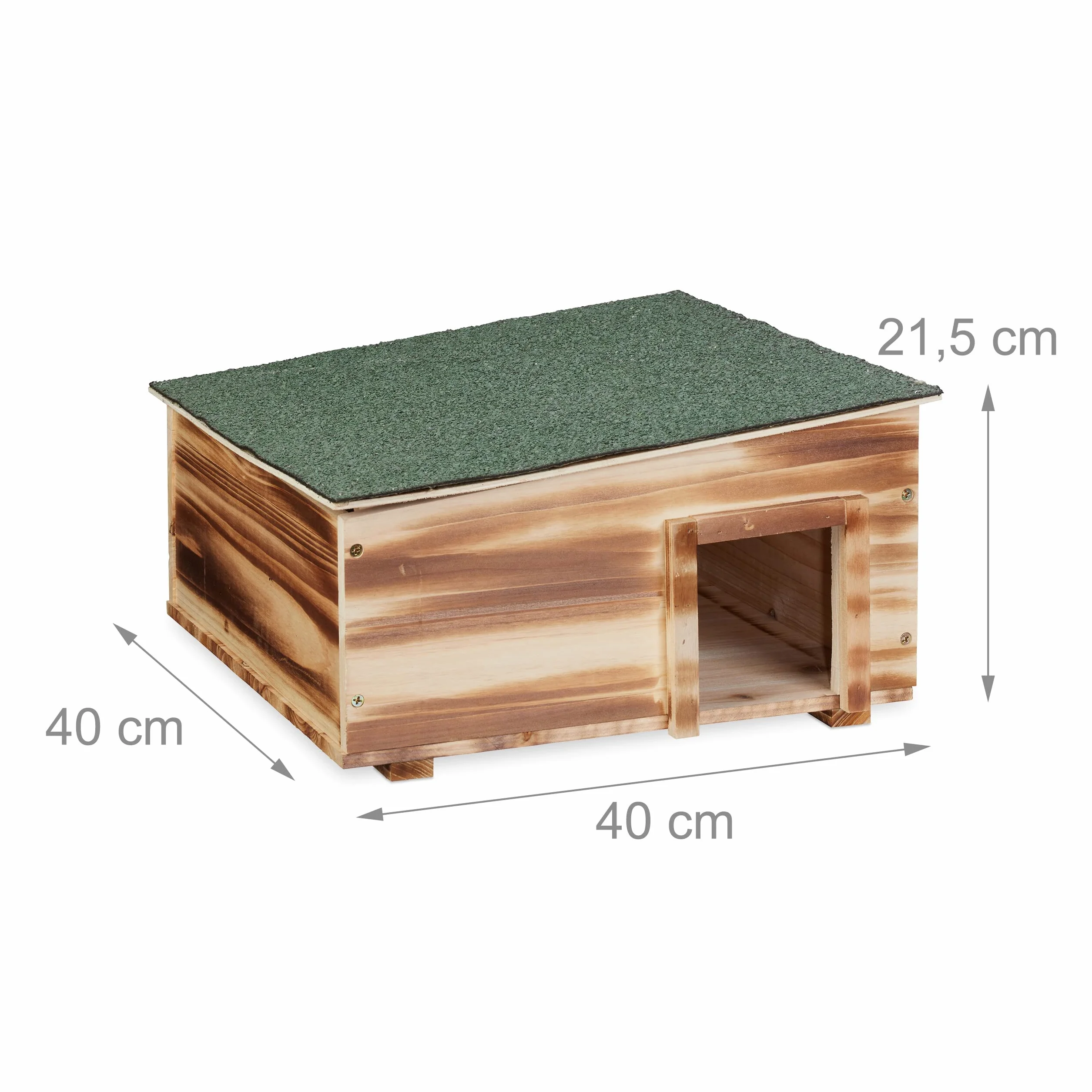 Relaxdays Casetta per Ricci in Legno, Rifugio da Giardino, 2 Scomparti, 21,5x40x40 cm, Tana Contro Predatori, Marrone
