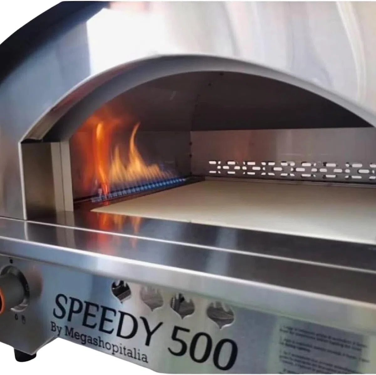 Forno per Pizza a Gas Speedy500 Acciaio Inox Doppio Bruciatore 500°C Pietra Refrattaria