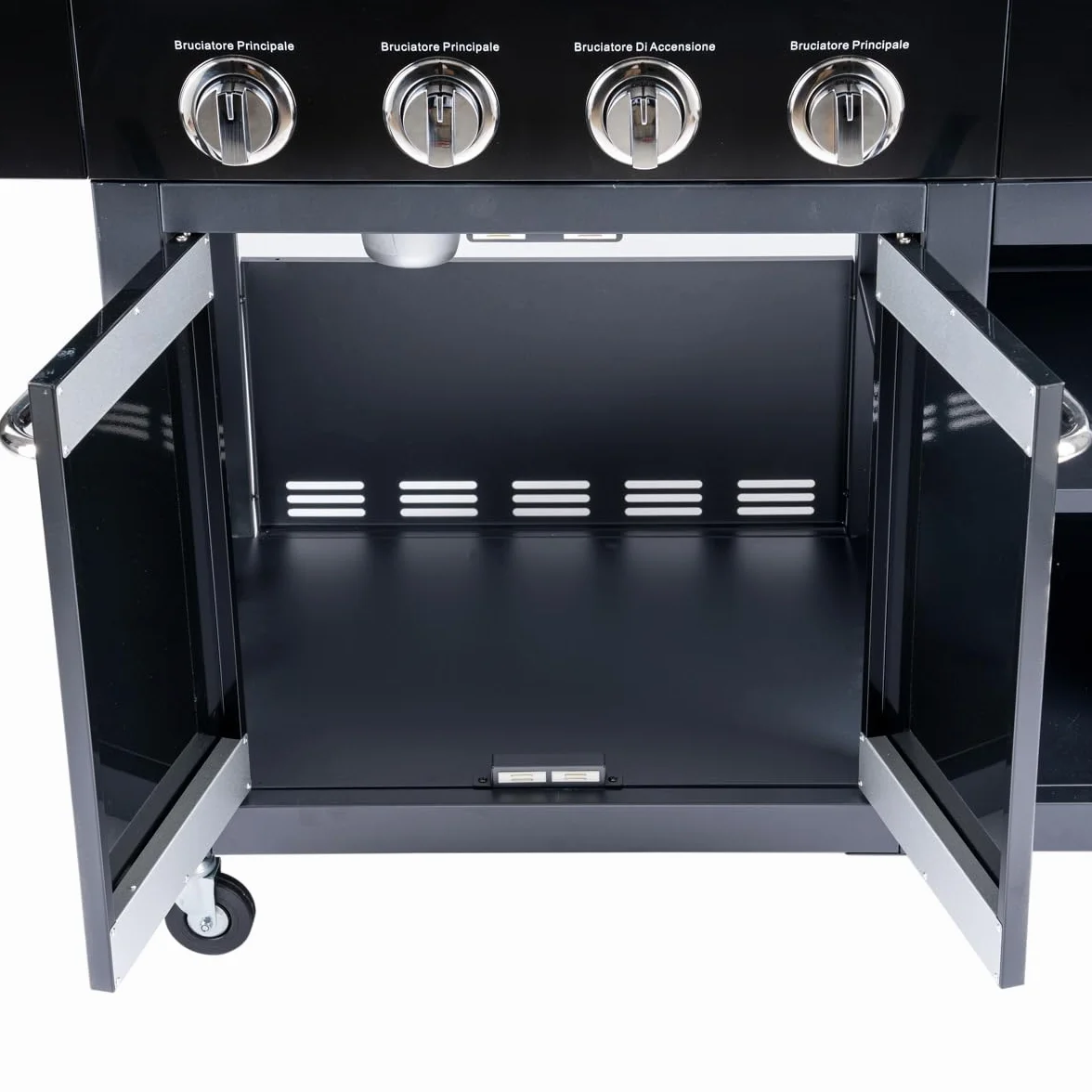 Arsard Barbecue a Gas Professionale XXL 5 Fuochi 16 KW Griglia Ghisa Acciaio Inox Bruciatore Laterale Coperchio Termometro