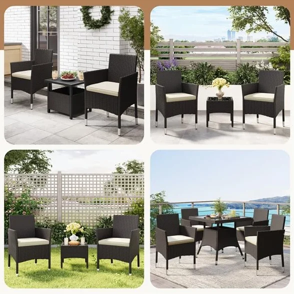 Yaheetech Set di 2 Sedie da Giardino in Poly Rattan con Braccioli e Schienale Regolabile, per Esterno