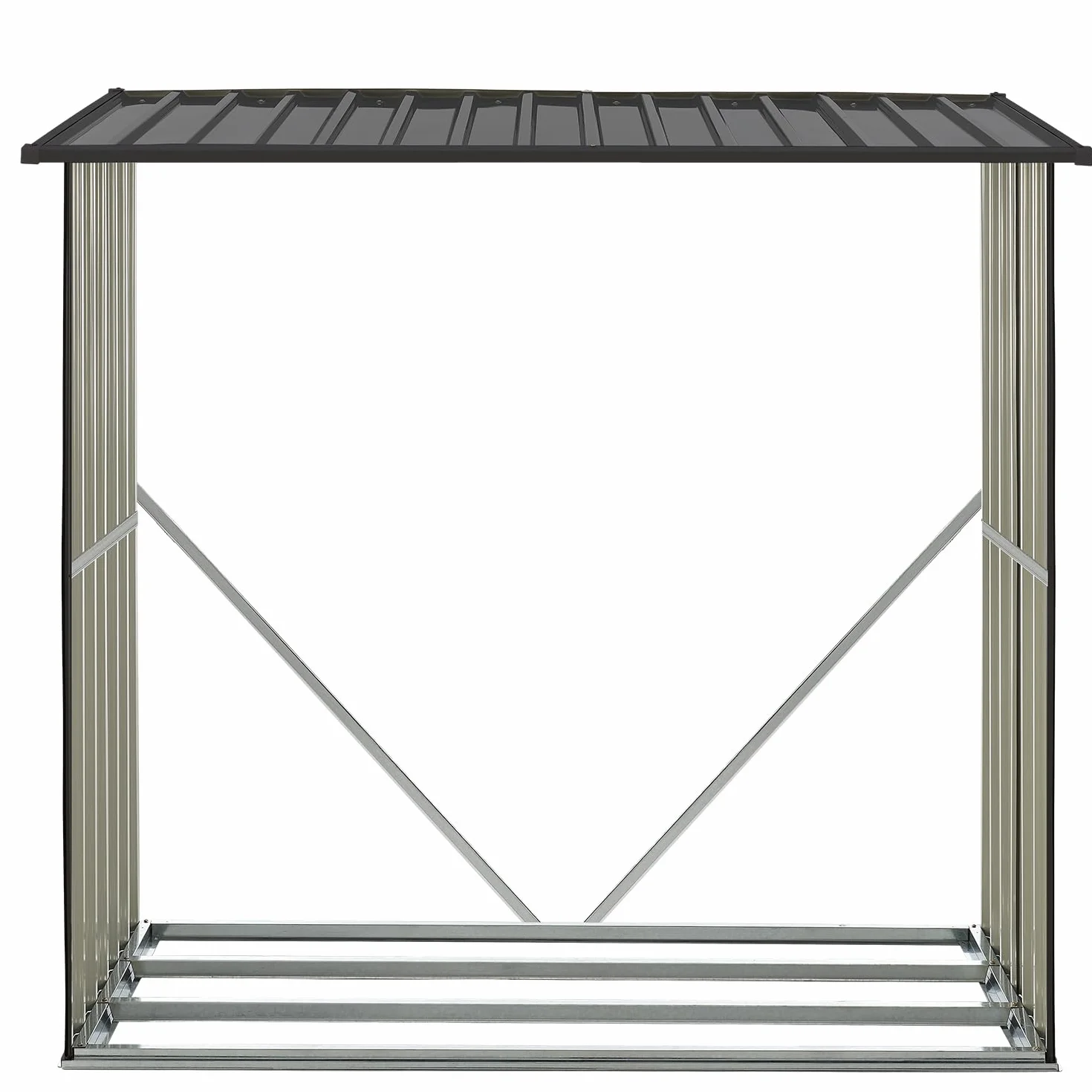 Juskys Porta legna da ardere in acciaio color antracite - Scaffale per legna da ardere da esterno