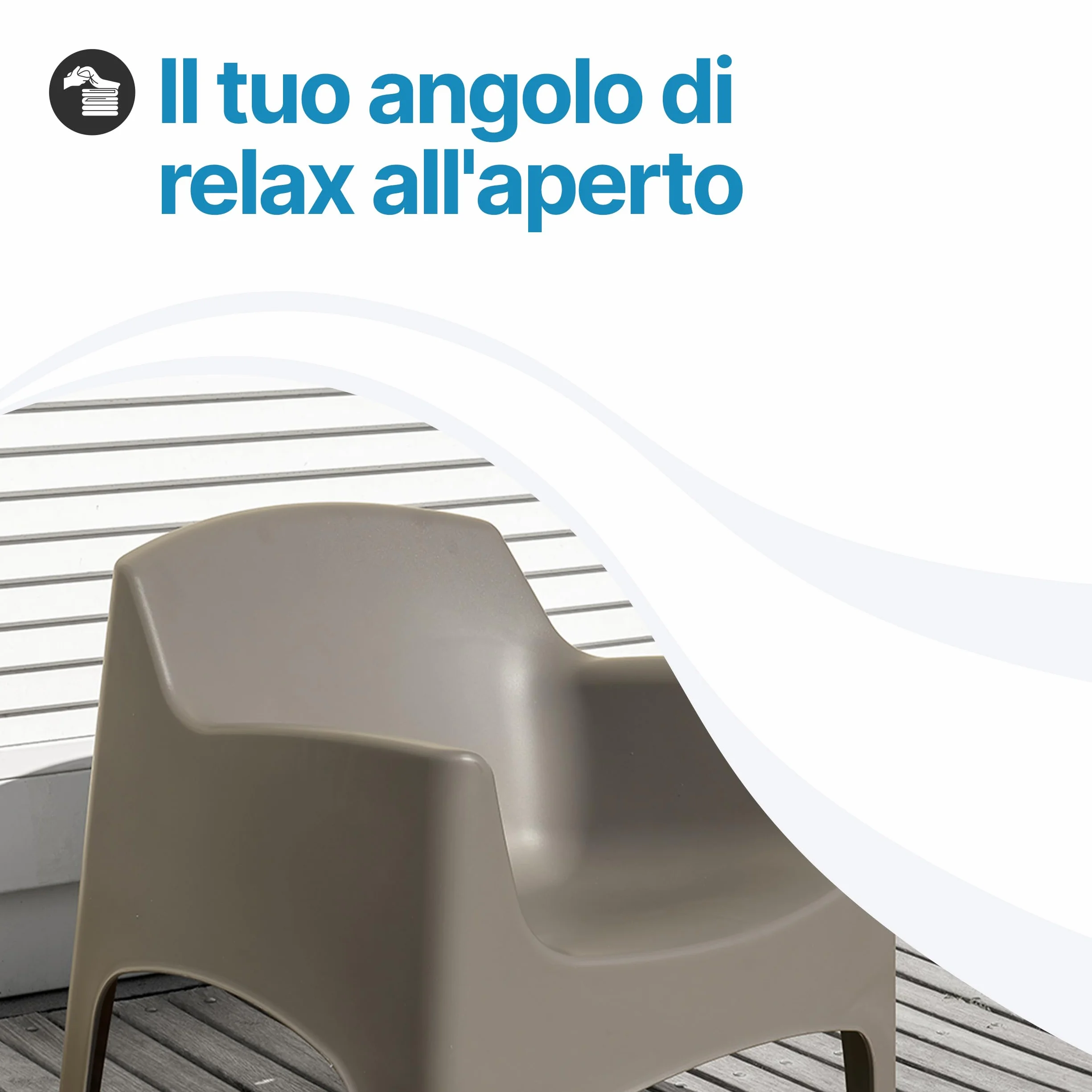 Tomaino Poltrona da esterno Ibiza XL Sedia da giardino in plastica impilabile 79x74x70 cm tortora