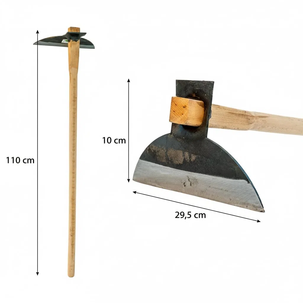Valoak Zappa Tipo Albanese da Giardinaggio | Manico in Legno di Faggio da 110 cm | Lama in Acciaio da 29,5x10 cm | Made in Italy