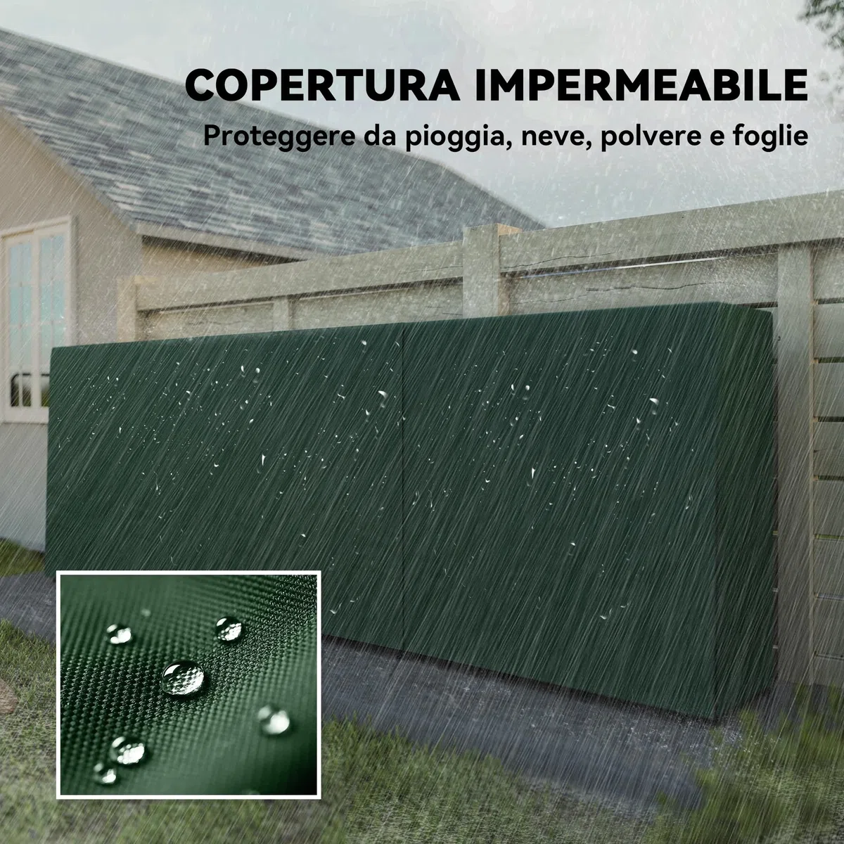 Outsunny Legnaia da Esterno in Metallo 1m³ 300x36x99 cm Nero e Verde Scuro