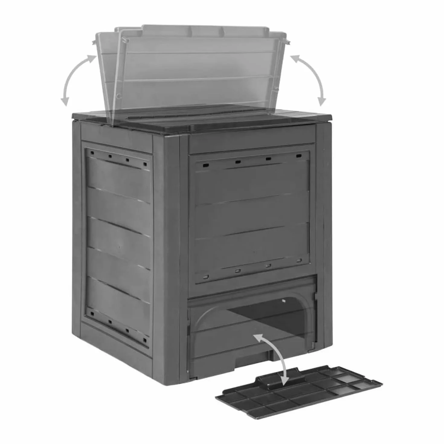 Avilia Compostiera da Giardino 260L - Contenitore per Compostaggio con Accesso Frontale, in Polipropilene, Design Compatto 60x60x73cm, Ideale per Balcone - Terrazzo - Giardino Antracite, Made in Italy