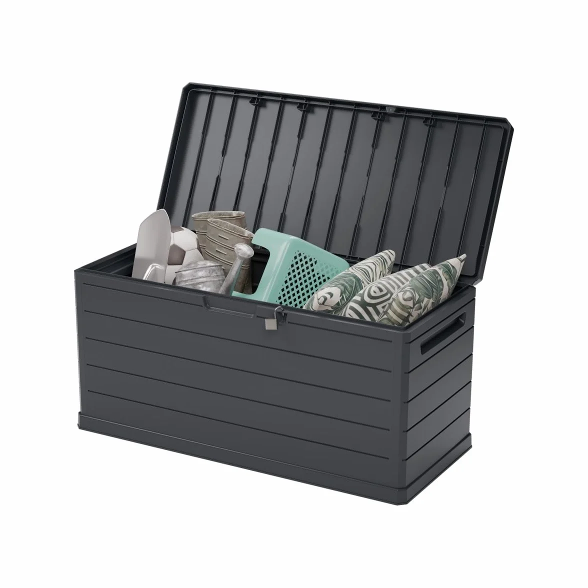 Art Plast - Baule di Stoccaggio Esterno 350L - Baule da Giardino Grigio 118,5x52x57cm - Maniglie di Trasporto - Resistente all'Acqua