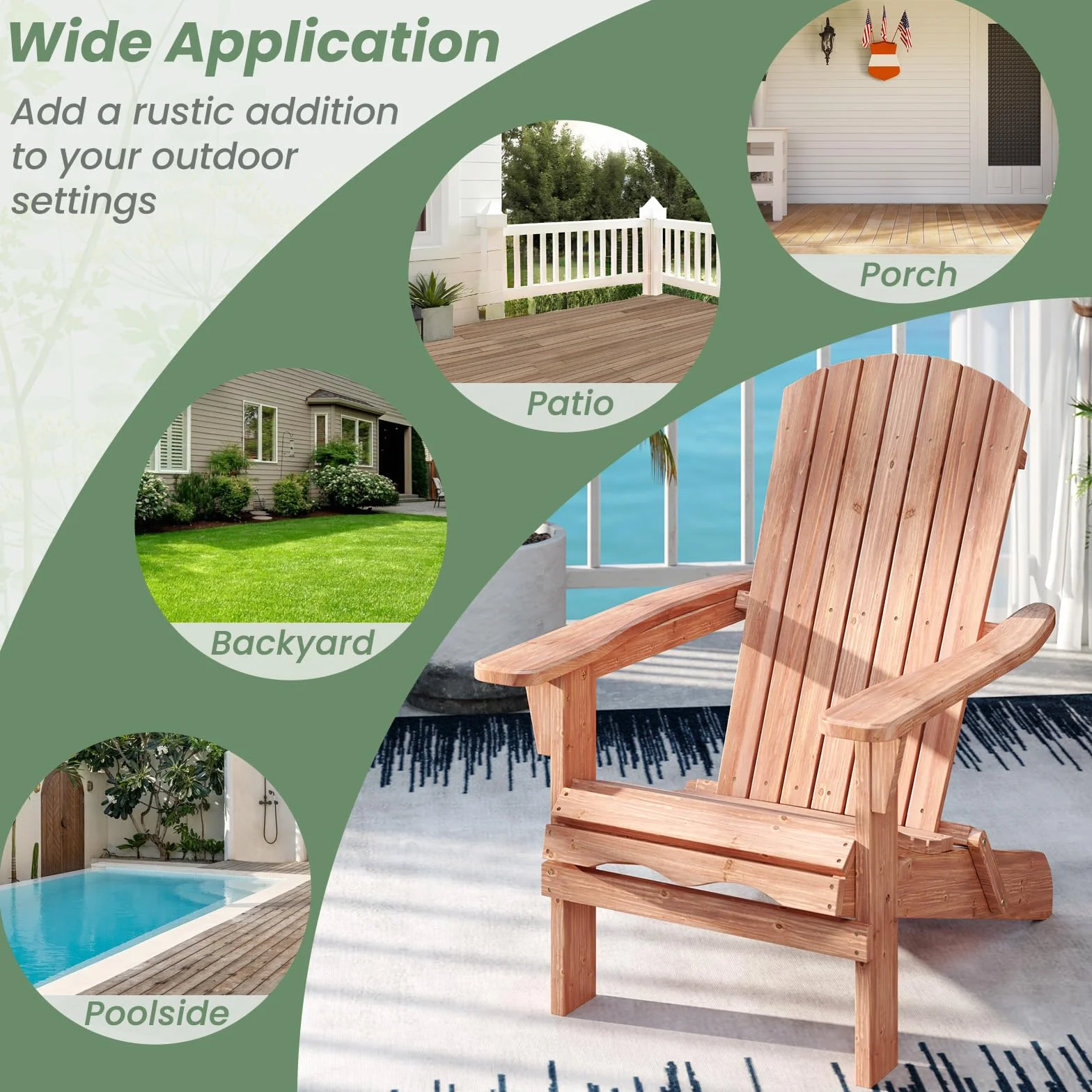 GIANTEX Set di 2/4 Sedie Adirondack Pieghevoli, Sedia da Esterno con Telaio in Legno di Abete, Schienale Alto e Braccioli Ergonomici, Sedia Adirondack per Patio Giardino Cortile Campeggio (1, Giallo)
