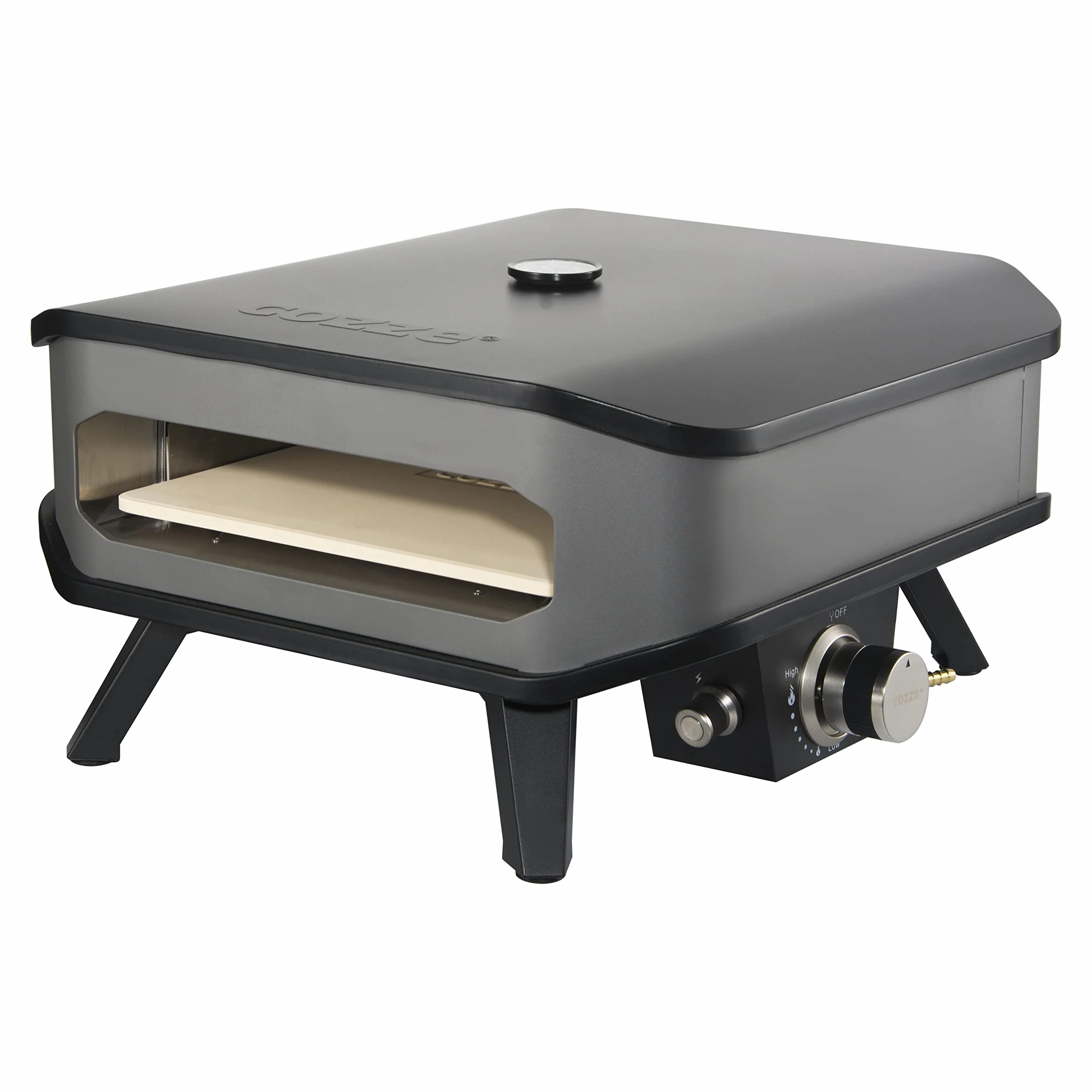 Cozze Forno per Pizza da Esterno con Pietra Cordierite, Pizze Ø34 cm, Termometro Integrato, Gas