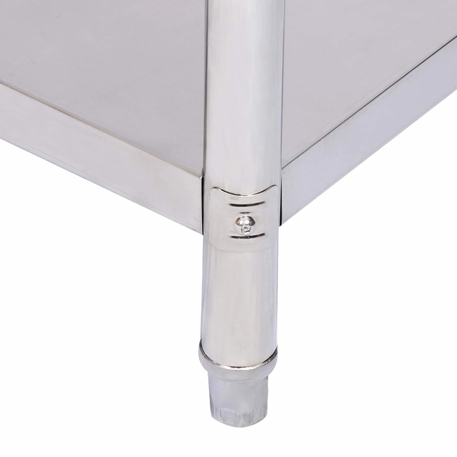 Wiltec Tavolo da lavoro in acciaio inox 100 x 60 x 85 cm con alzatina e ripiano inferiore