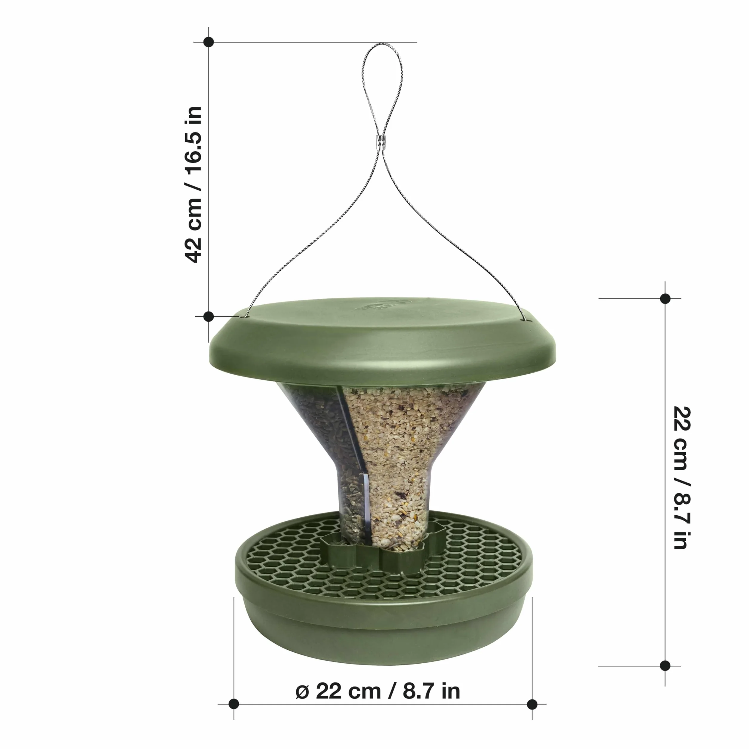 SWISSINNO Mangiatoia per Uccellini da Esterno Davos SMART BIRDS Casetta Cibo Uccelli Selvatici 2 Scomparti Antispreco Verde