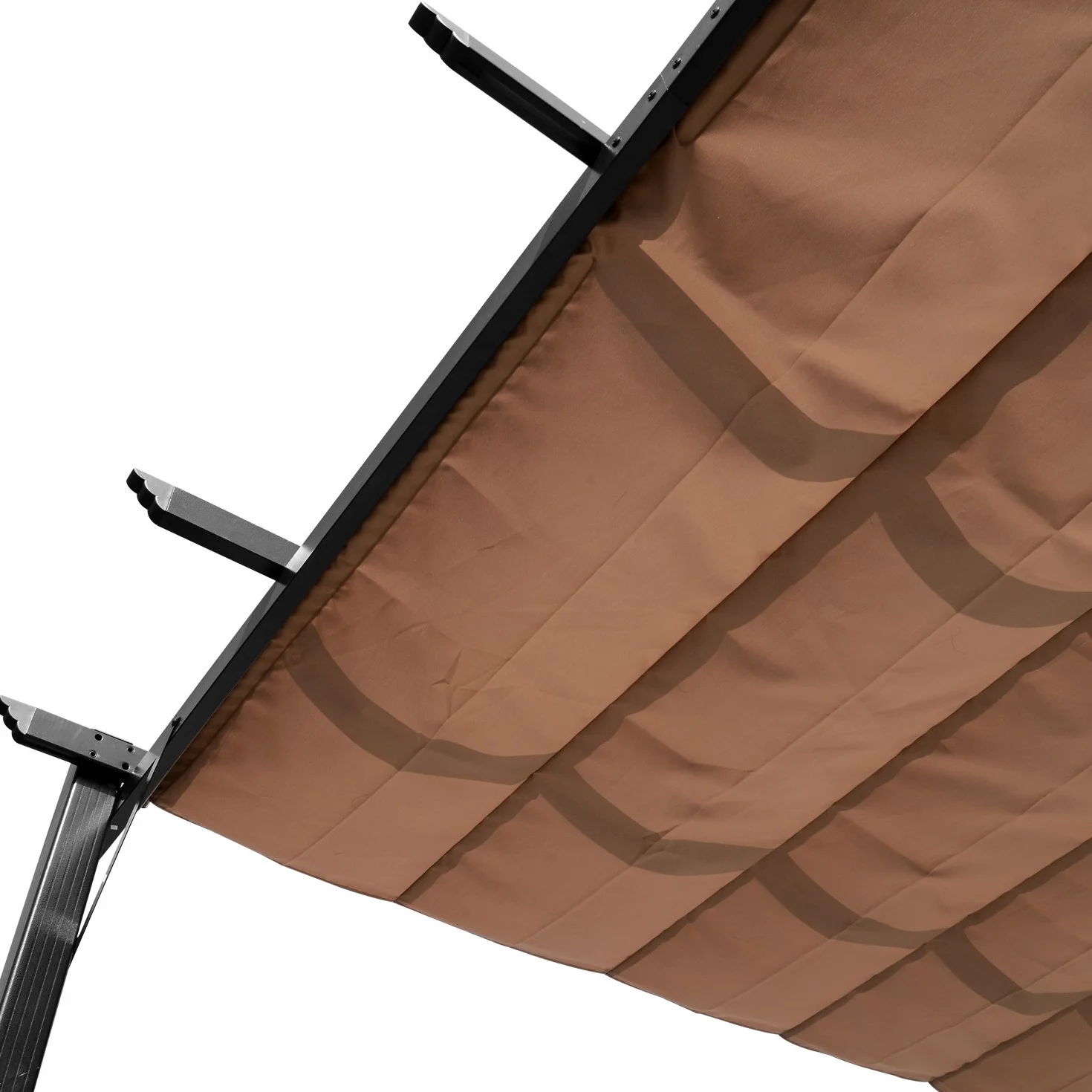 Outsunny Pergolato da Giardino 3x4m Gazebo Pergola Esterno Grigio Marrone