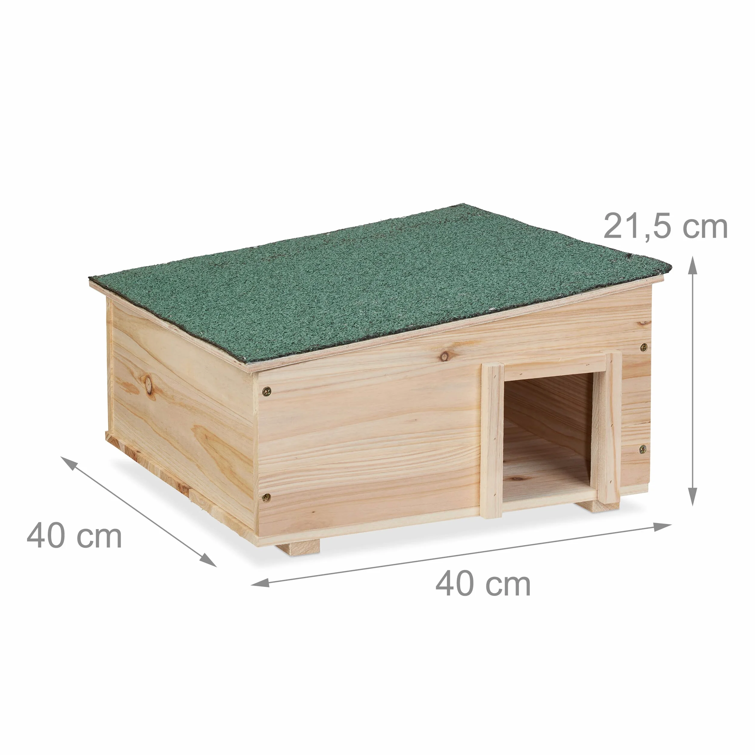 Relaxdays Casetta per Ricci in Legno 2 Camere 21,5x40x40 cm Tana Anti Predatori Marrone Naturale