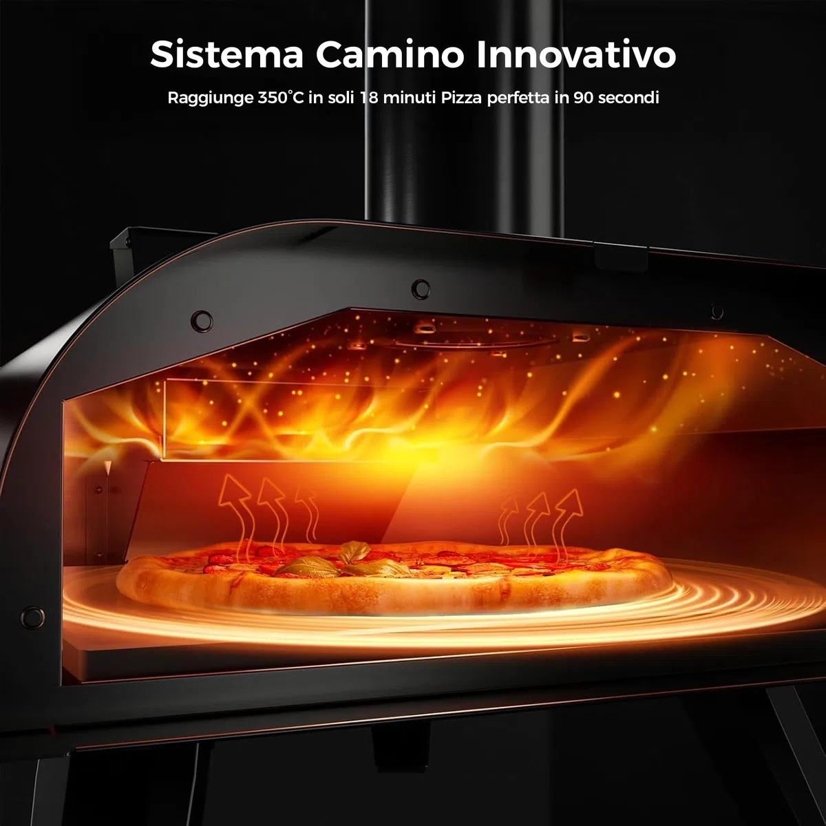 BIG HORN OUTDOORS Forno a Pellet per Pizza 12 Pollici, Portatile con Pietra Refrattaria, Acciaio Inox