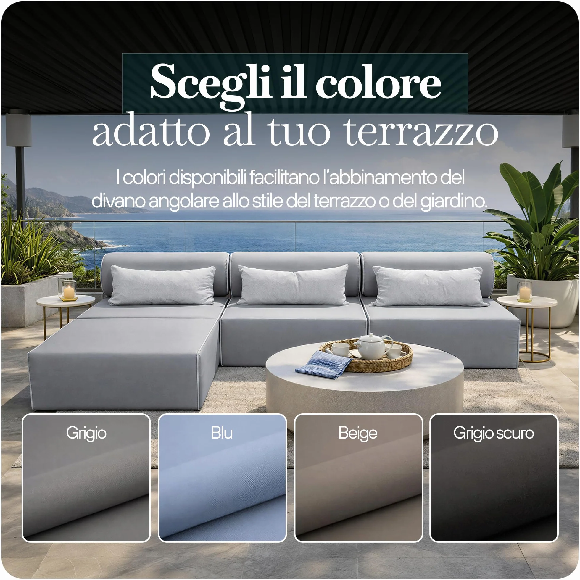 TRADA Divano da Esterno BALI M - Salottino da Giardino Esterno Resistenti alle Intemperie - Divanetti da Esterno Moderno per Giardino - Balcone e Terrazza - Grigio