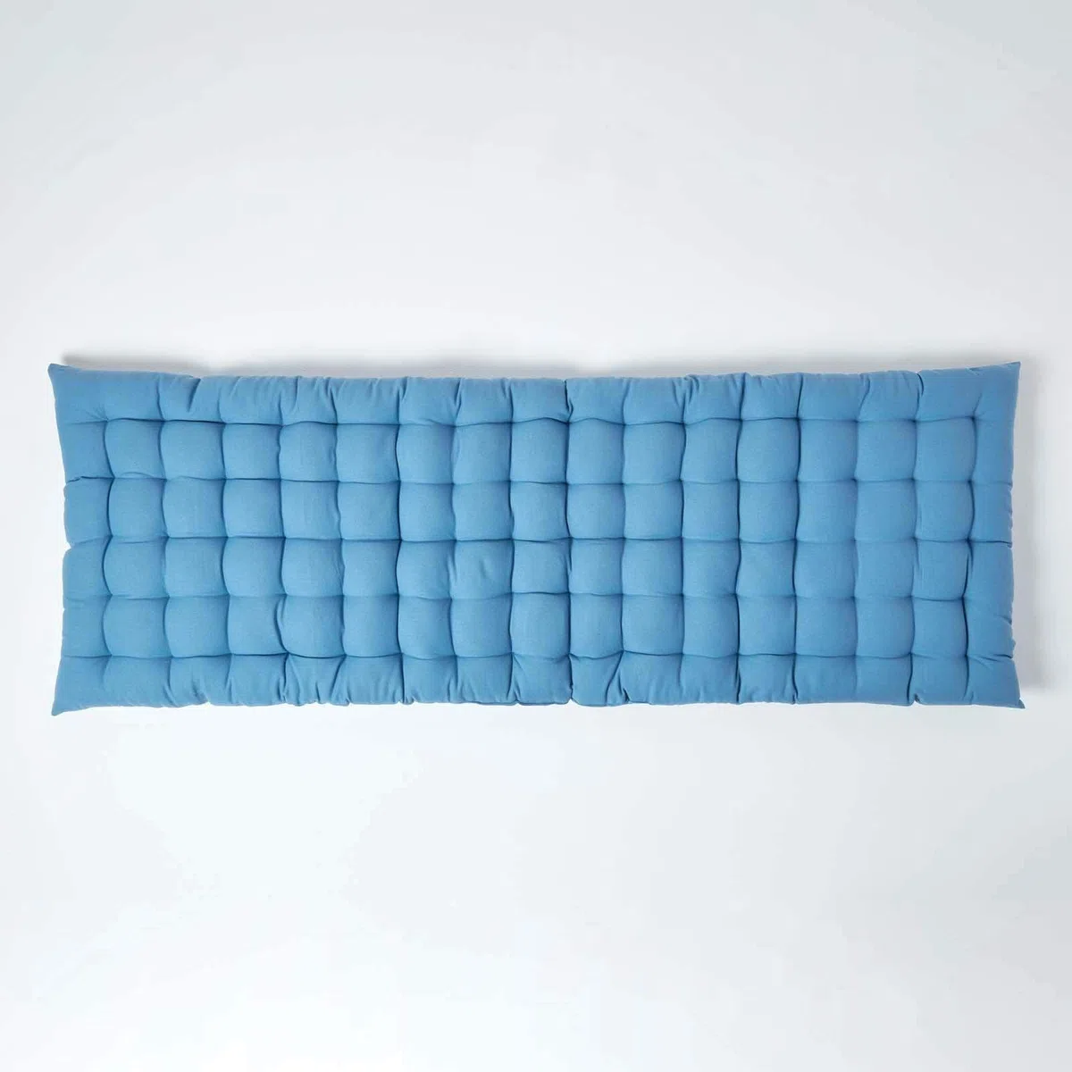 HOMESCAPES Cuscino per panca da giardino per mobili da patio panca da cucina o da sala pranzo per interni ed esterni confortevole stile moderno trapuntato Three seater (143 x 48 x 5 cm) Blu Airforce