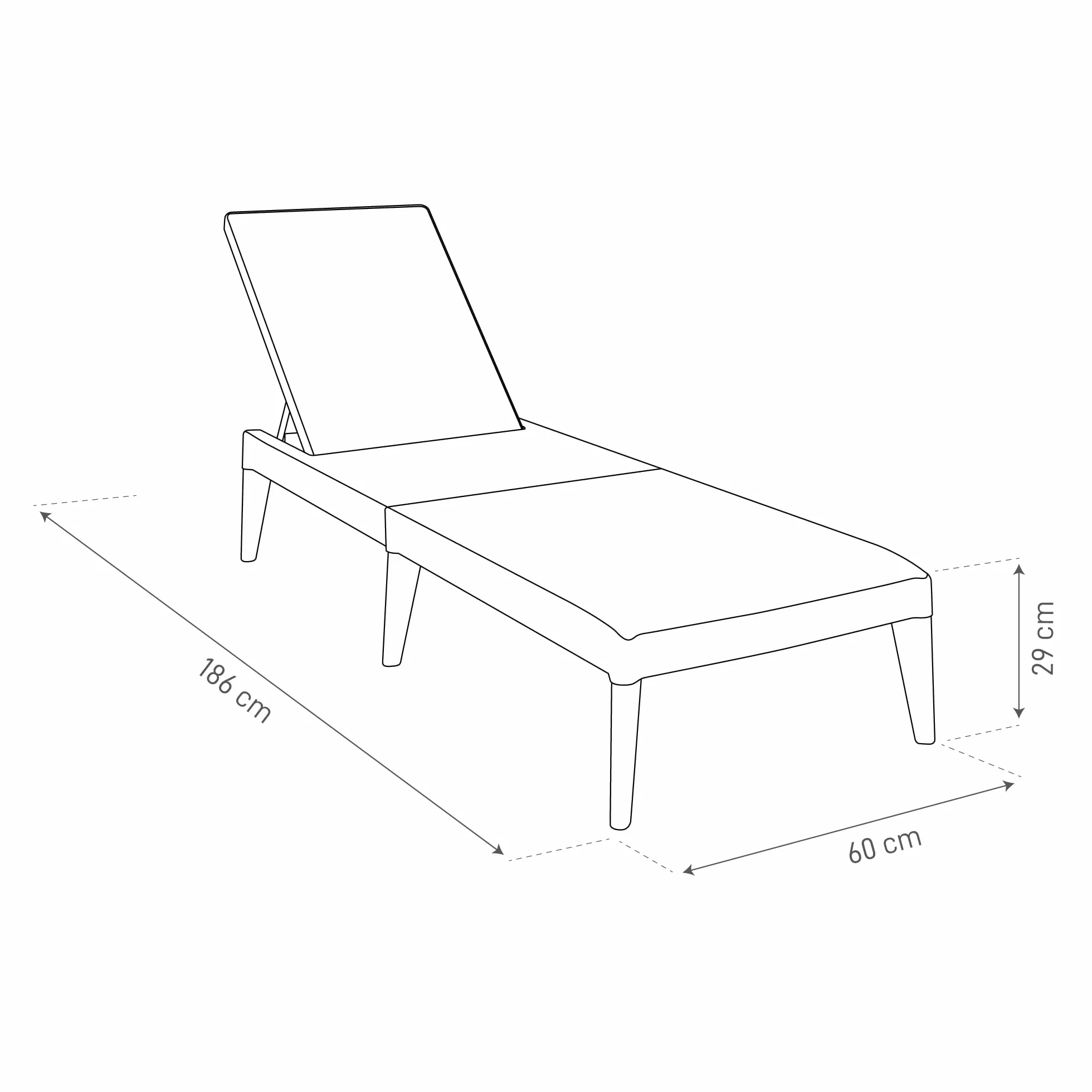 TOOMAX Numana Lettino prendisole da esterno bianco, sdraio reclinabile in 4 posizioni con finitura effetto rattan, 60x186x29h cm, in plastica resistente anti UV, ideale per esterni, terrazza e piscina