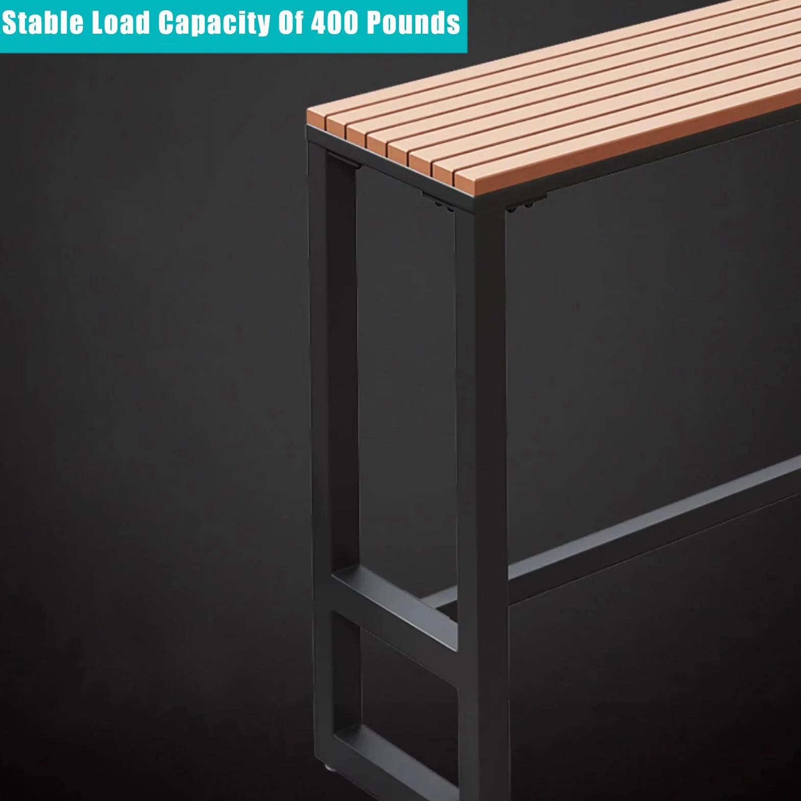 Modern Trestle Table Rectangular Outdoor Bar Table,Waterproof,Wooden Balcony Bar Table for Railings,Narrow Pub Patio Bar Table Wood Counter Height Table-Table Only(63 “L X 15.7 ‘W X 41.3 ’H,