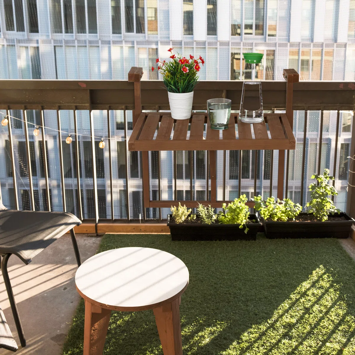Relaxdays Tavolino Pieghevole da Balcone Regolabile in Altezza HxL 60x45 cm Marrone Scuro