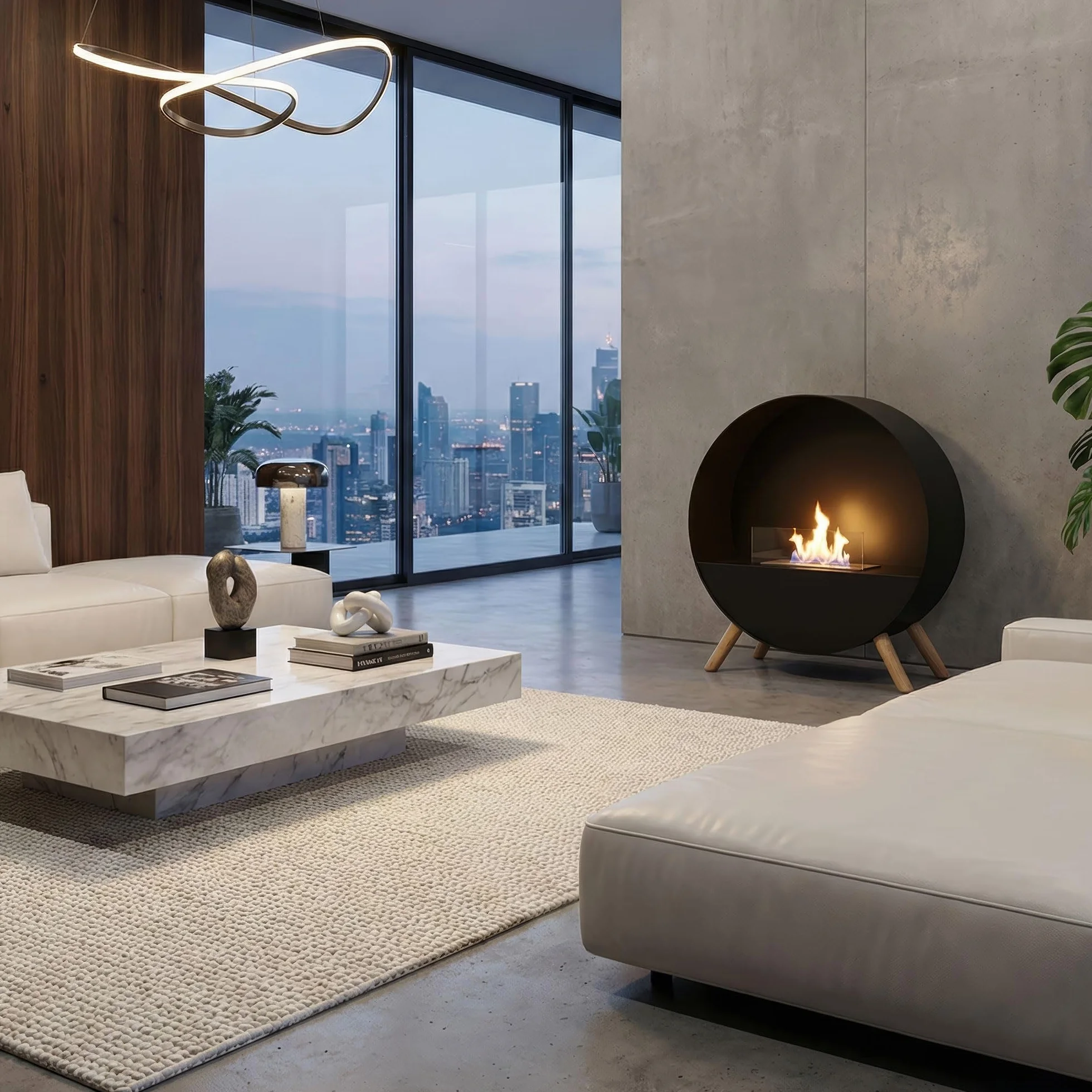 Frankystar Venere Camino da Pavimento 60x72x30 cm cdi Design da Interno Piedi in Legno di Pino Nero