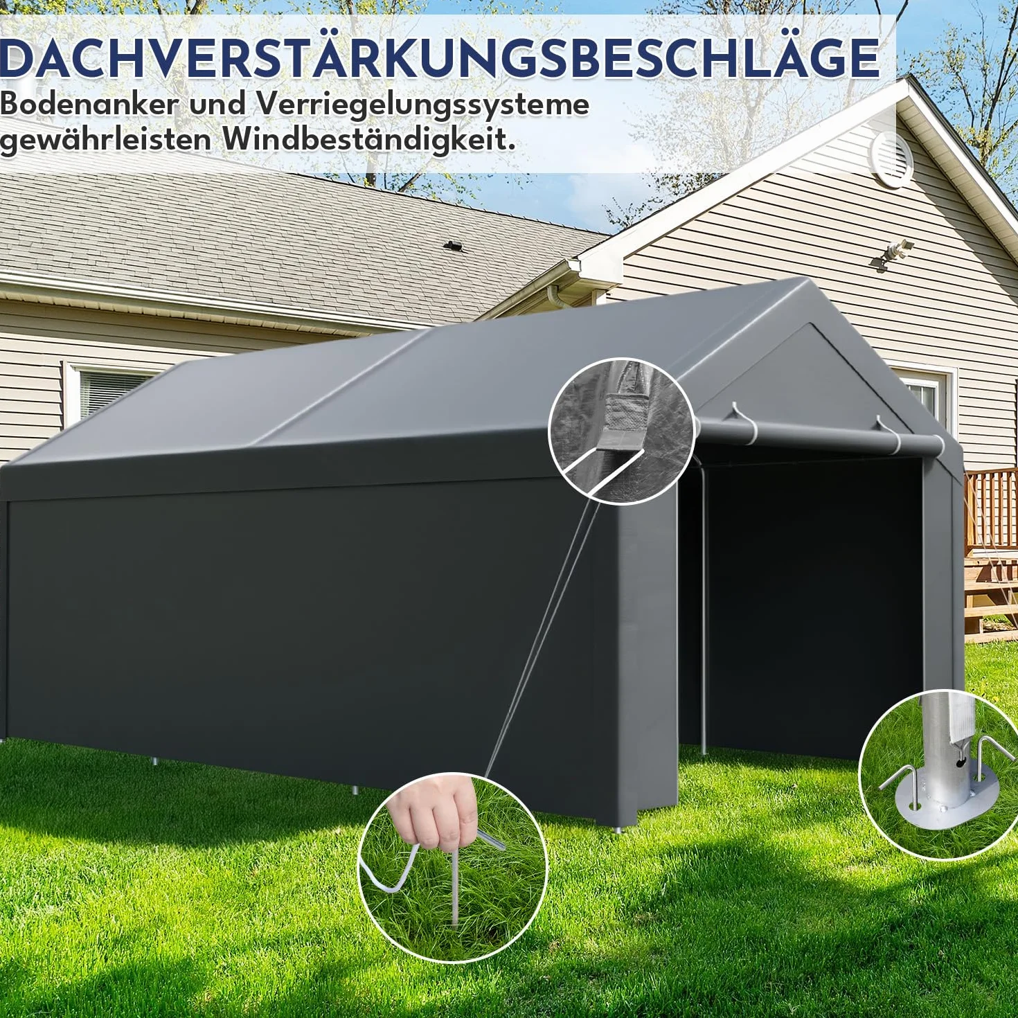 Tenda da garage Carport 3x6 m telone PE resistente intemperie UV per auto SUV camion