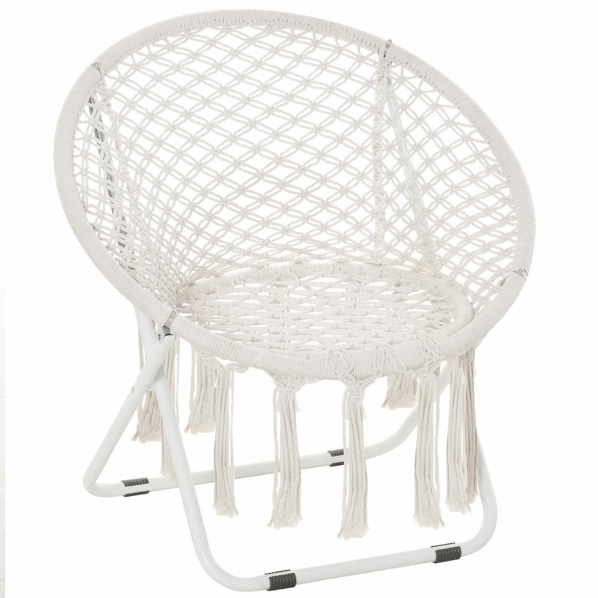 Outsunny Loveuse poltrona rotonda da giardino papasan pieghevole luna beige