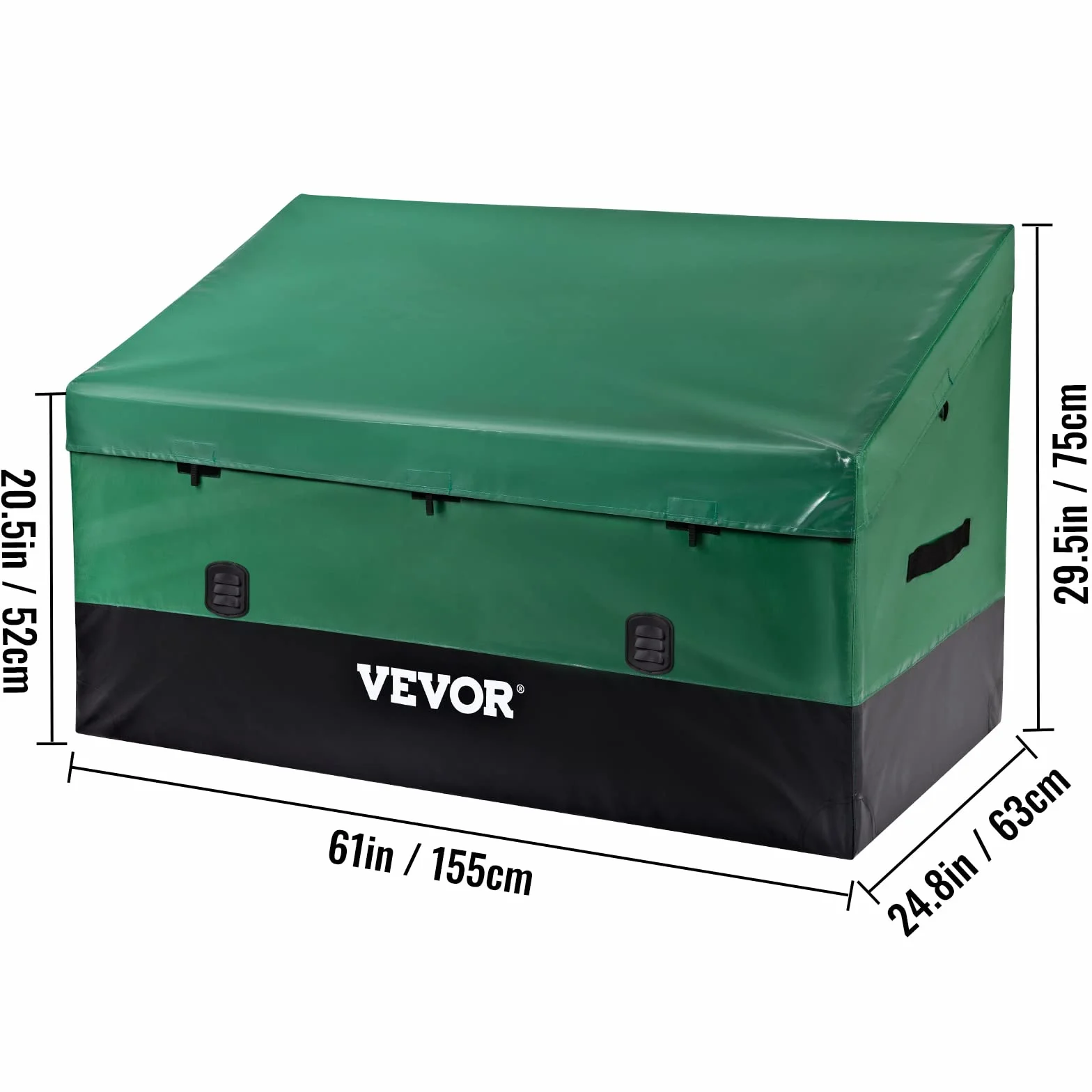 VEVOR Scatola per Stoccaggio da Esterno in PE Impermeabile 660L con Coperchio Manici Laterali, Baule da Giardino