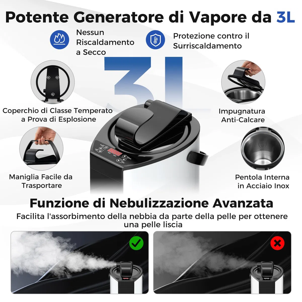 COSTWAY Cabina Sauna a Vapore 3L, Sauna da Casa con Massaggiatore per Piedi, 9 Livelli Temperatura, Timer 90 Minuti, Sedia Pieghevole, Tappetino, Nero