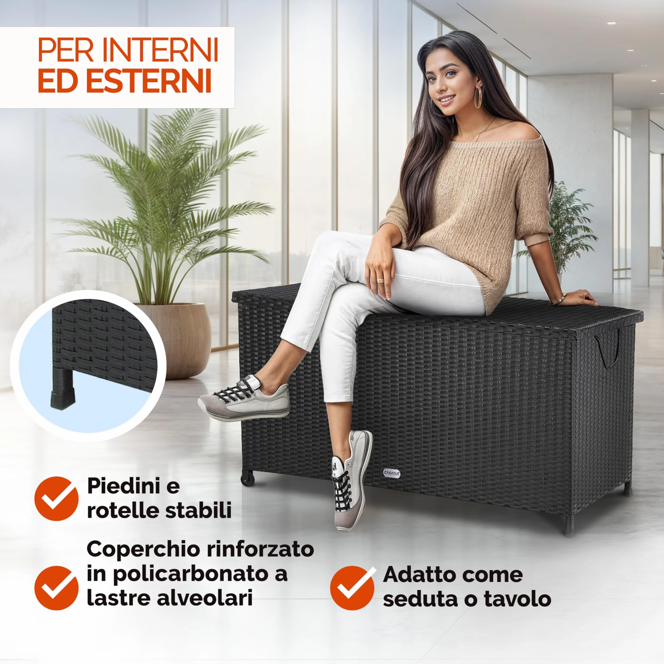 Casaria Baule da Esterno XXL 117x53x60cm 270L Impermeabile Resistente Contenitore Giardino