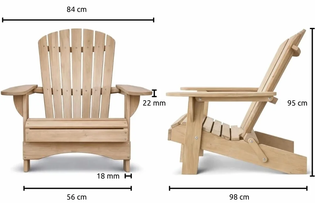 Original Dream-Chairs since 2007 Adirondack Chair Comfort pieghevole in legno massello di rovere come kit sedia da giardino pieghevole resistente alle intemperie per rilassarsi all'aperto carico