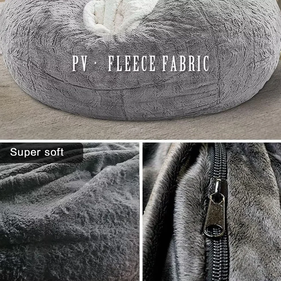 Fodera per Sedia a Sacco di Fagioli (Solo Fodera, Senza Riempimento), Lazy Soft Velvet PV Lavabile coprisacchetto di Fagioli，per Giardino, Salotto, Balcone